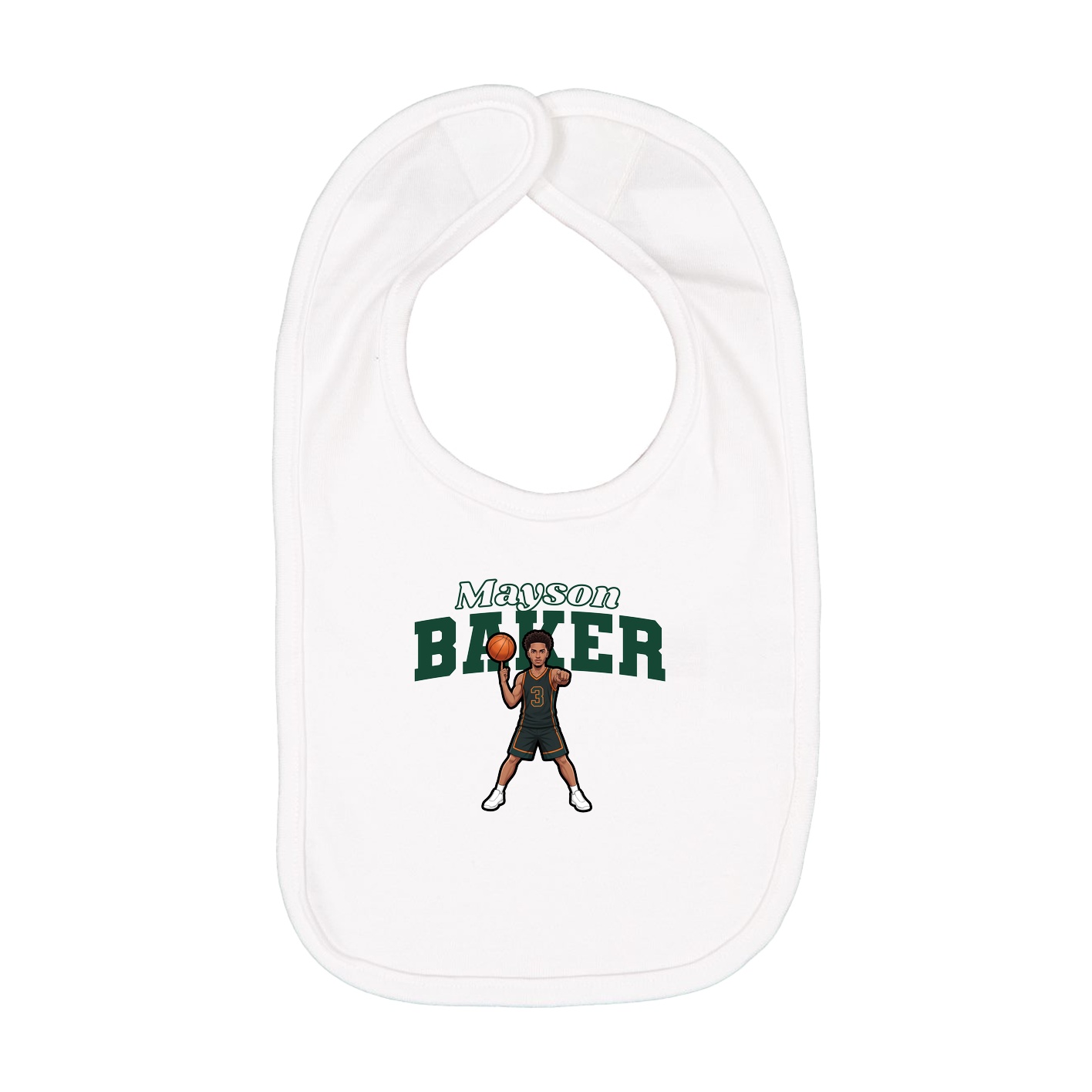 Infant Bib — Name Arch in White