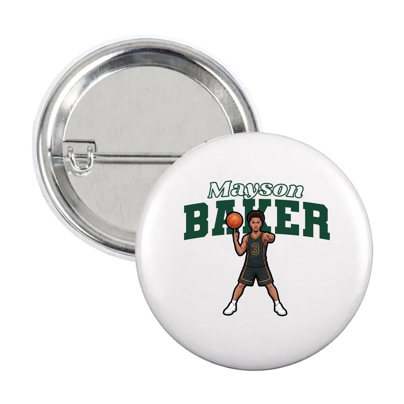 Game Day Button — Name Arch in White