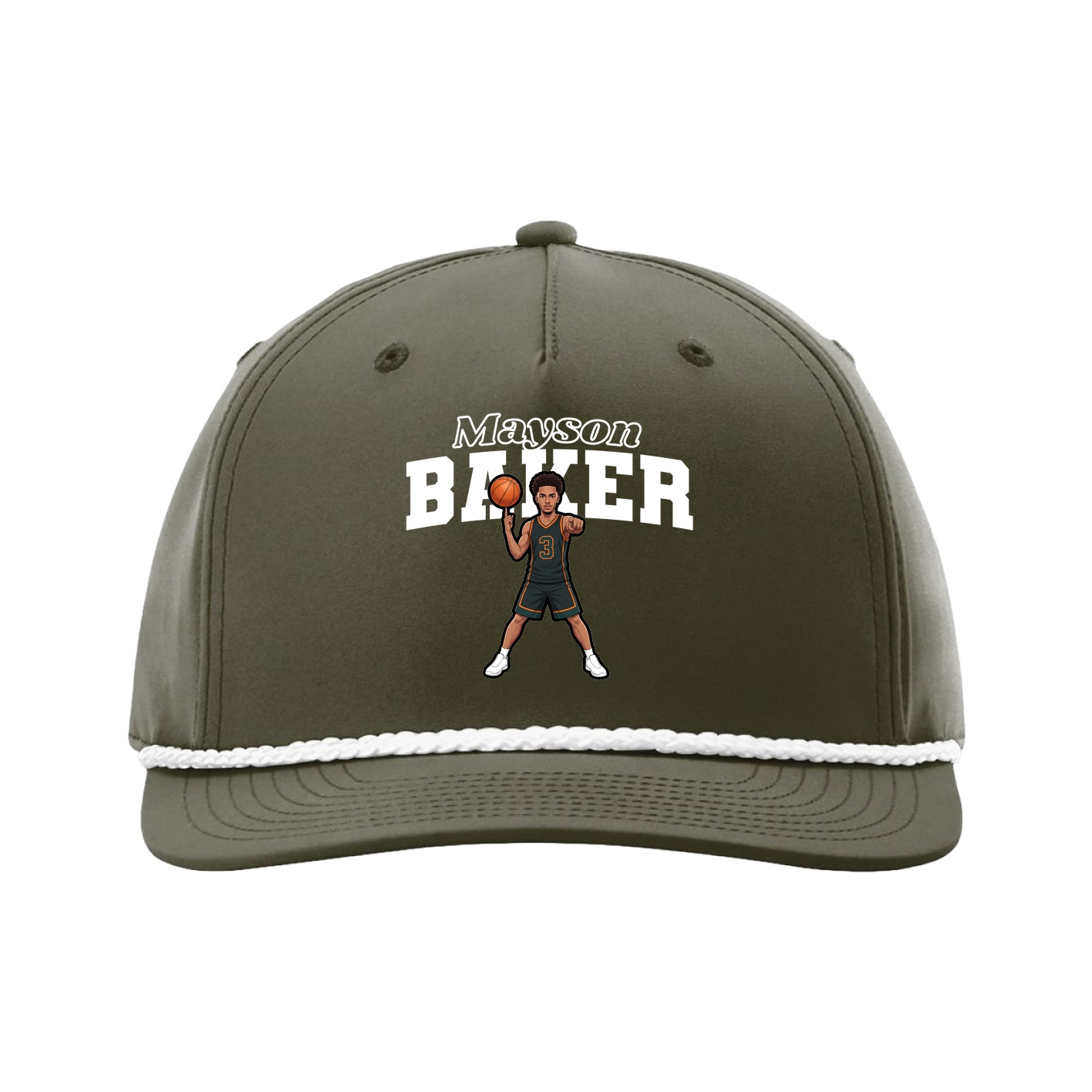 Five-Panel Classic Rope Cap — Name Arch in Green