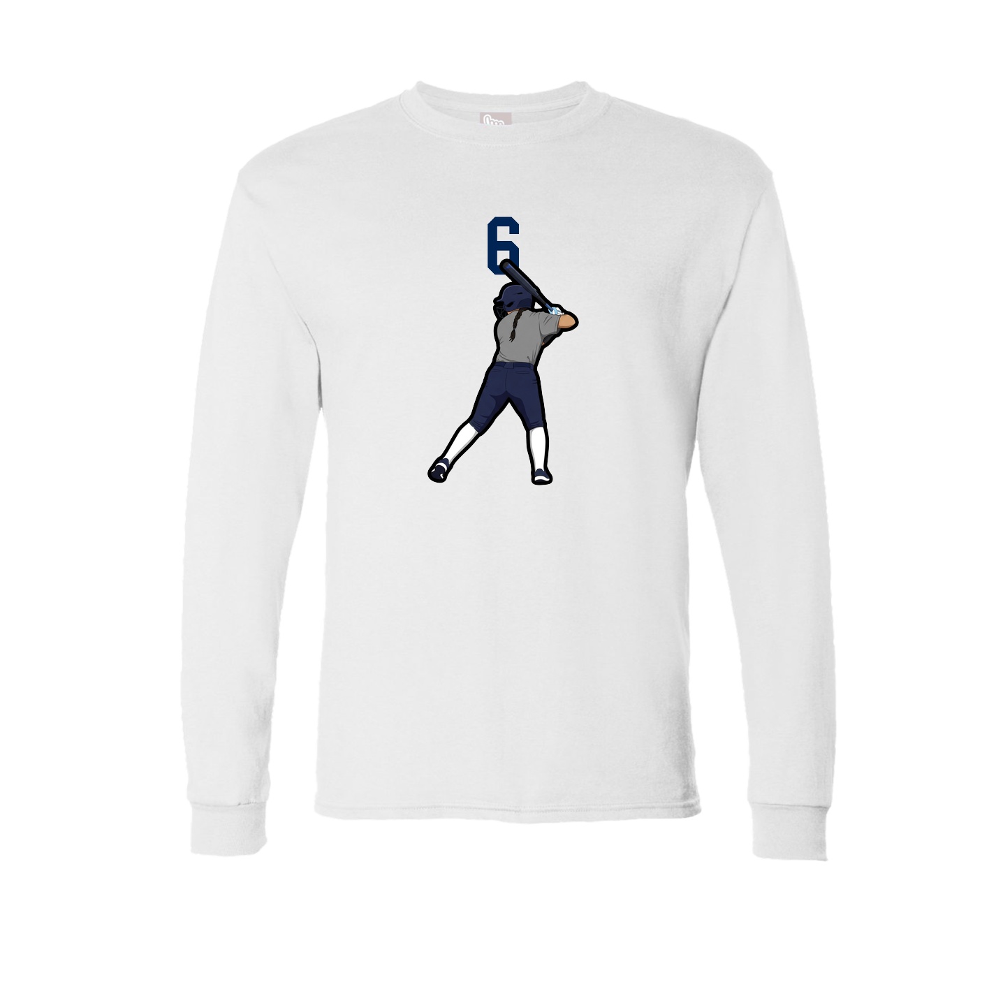 Long Sleeve Tee — Number Top in White