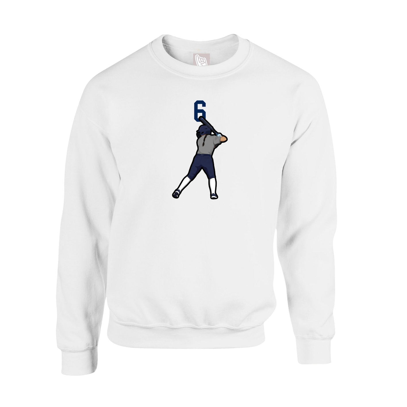 Fleece Crew — Number Top in White