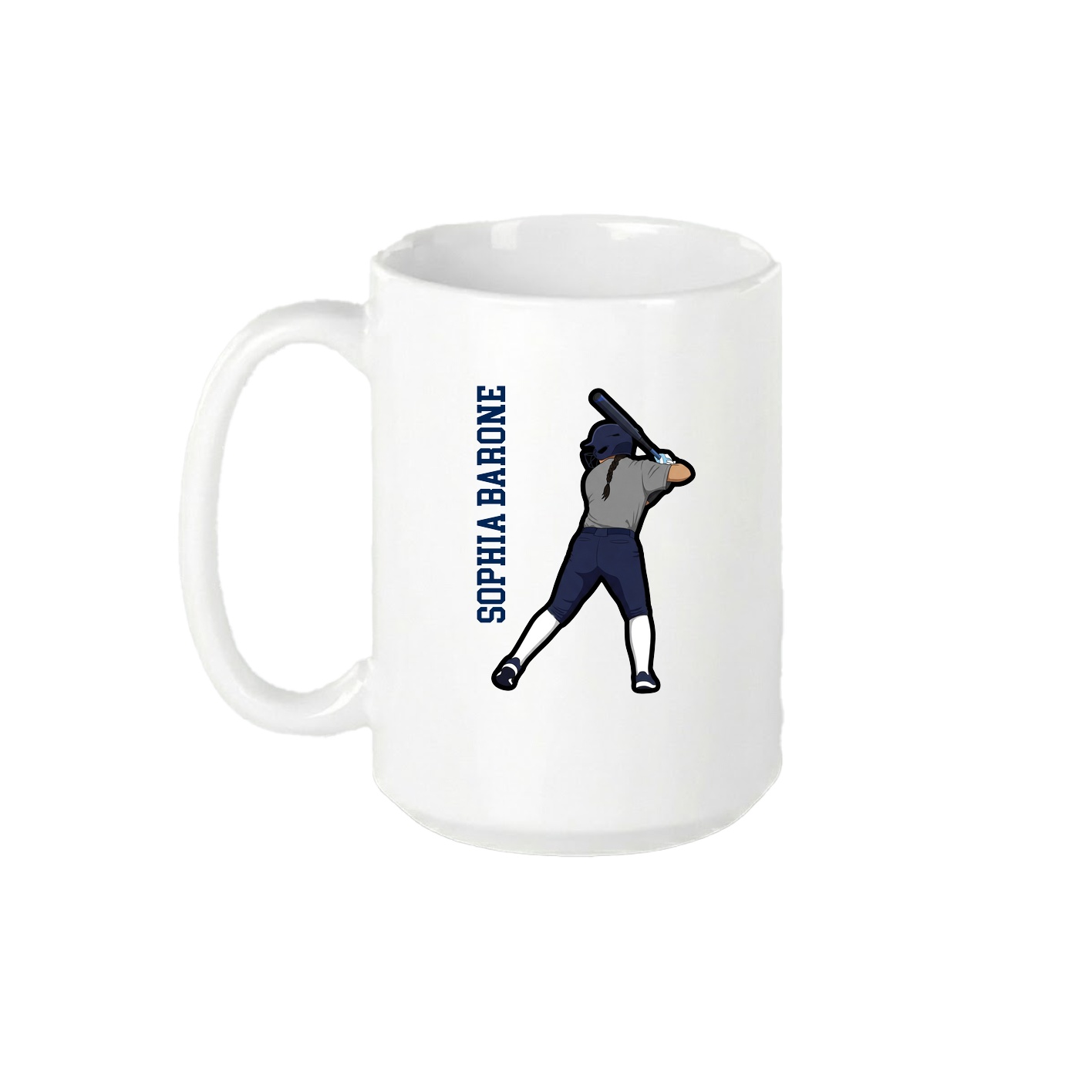 15oz Coffee Mug — Name Vertical in White