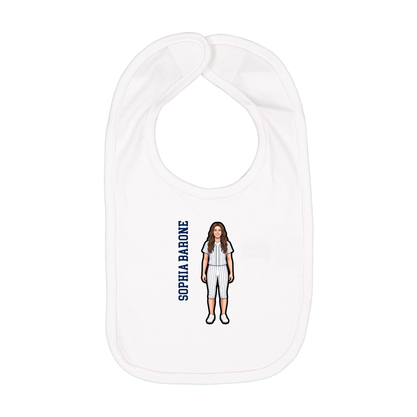 Infant Bib — Name Vertical in White