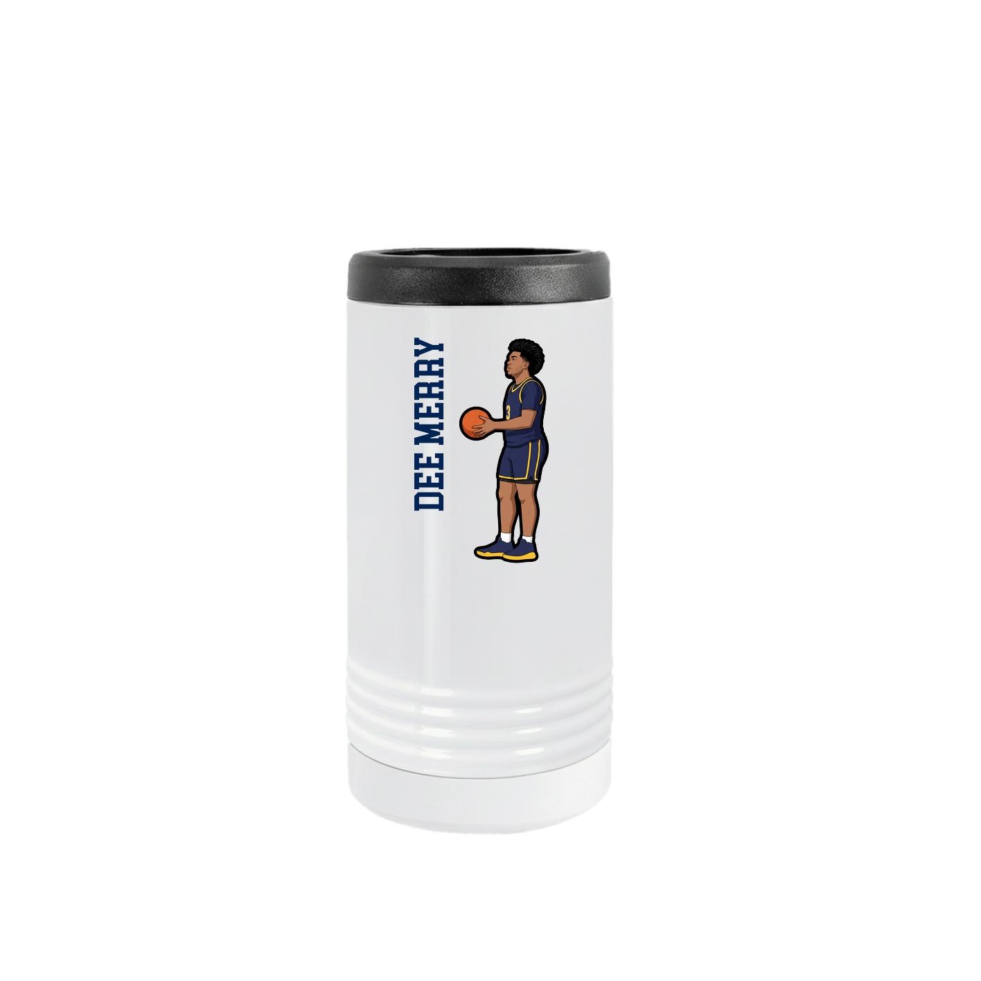 Slim Beverage Holder — Name Vertical in White