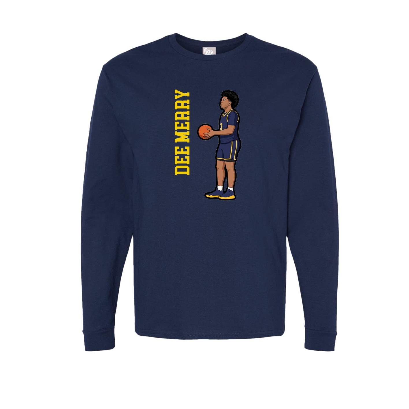 Long Sleeve Tee — Name Vertical in Navy