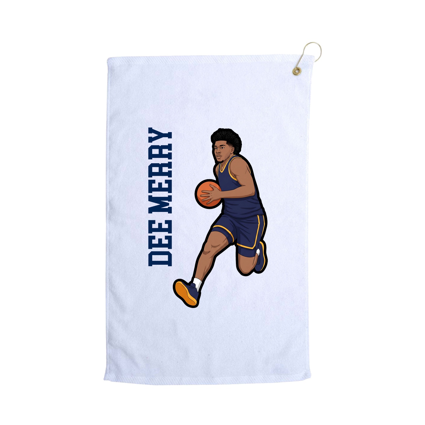 Golf Towel — Name Vertical in White