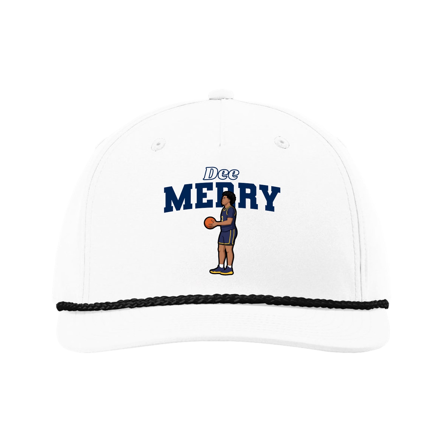 Five-Panel Classic Rope Cap — Name Arch in White