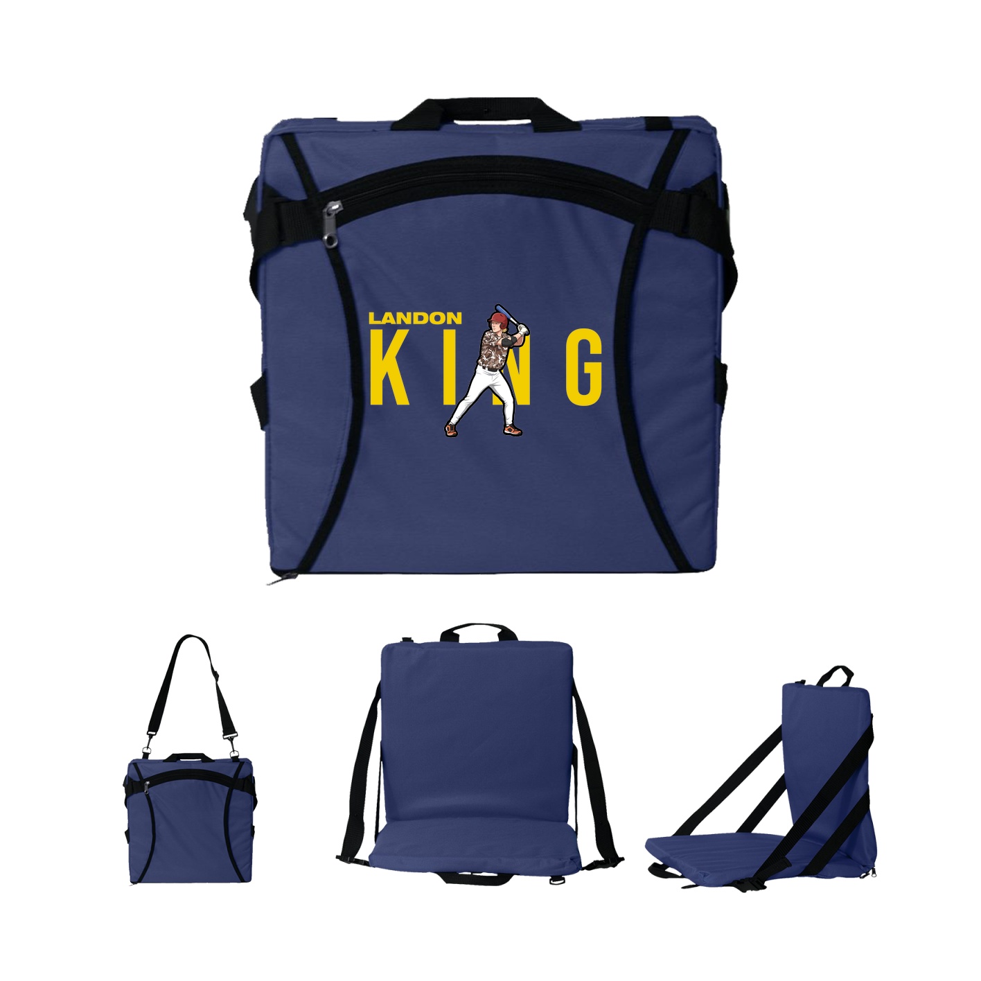 Folding Stadium Seat — Player Name in Navy