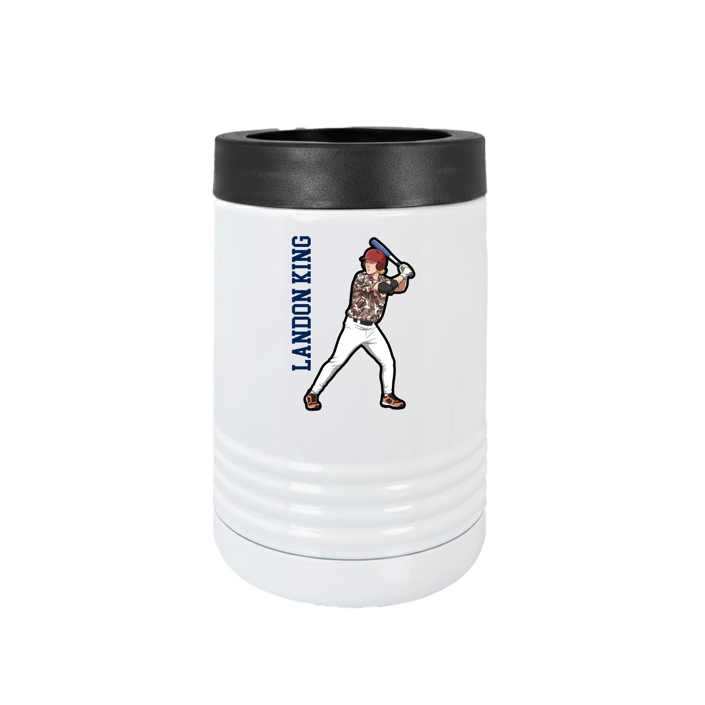 Beverage Holder — Name Vertical in White