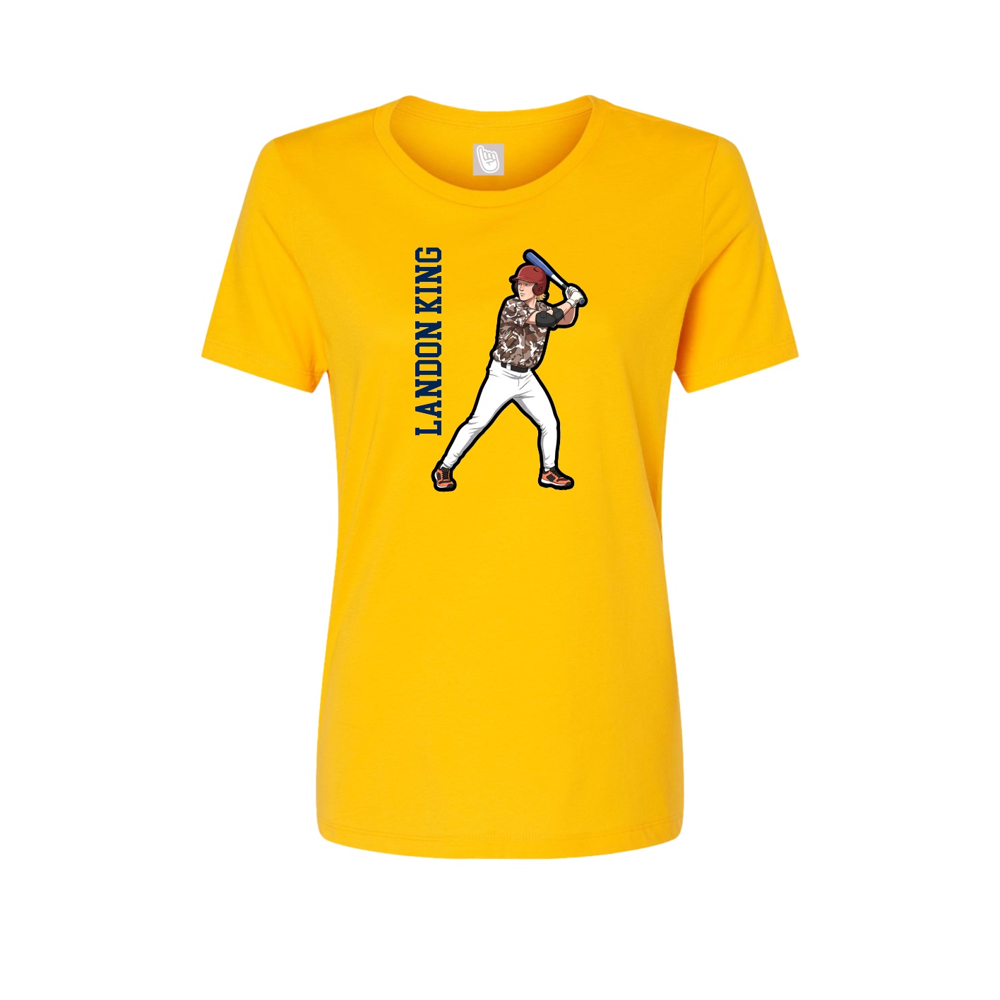 Fitted Women's Tee — Name Vertical in Gold