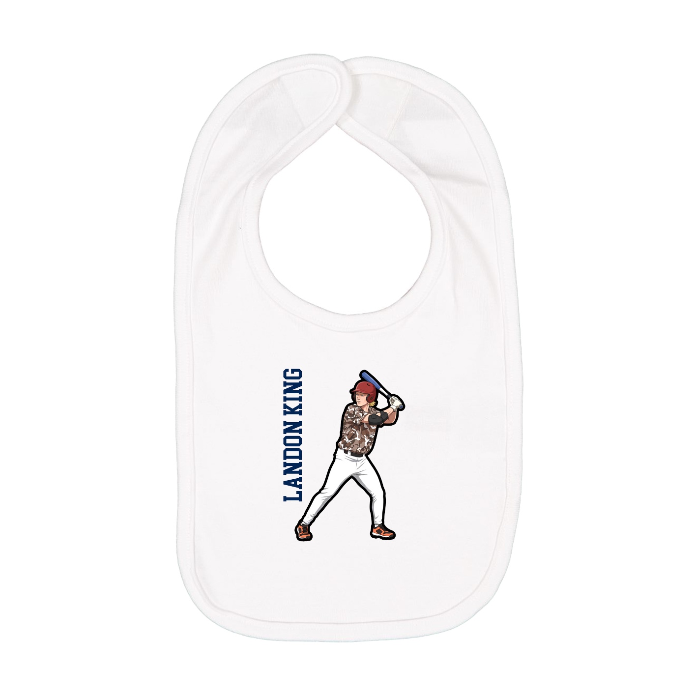 Infant Bib — Name Vertical in White