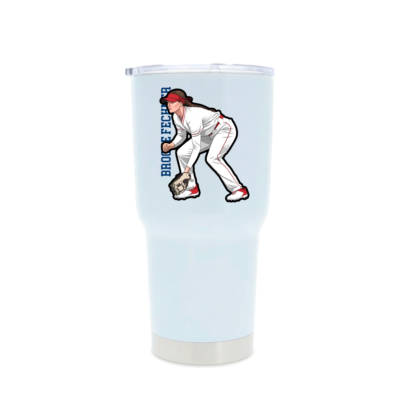 30oz Stainless Steel Tumbler — Name Vertical in White