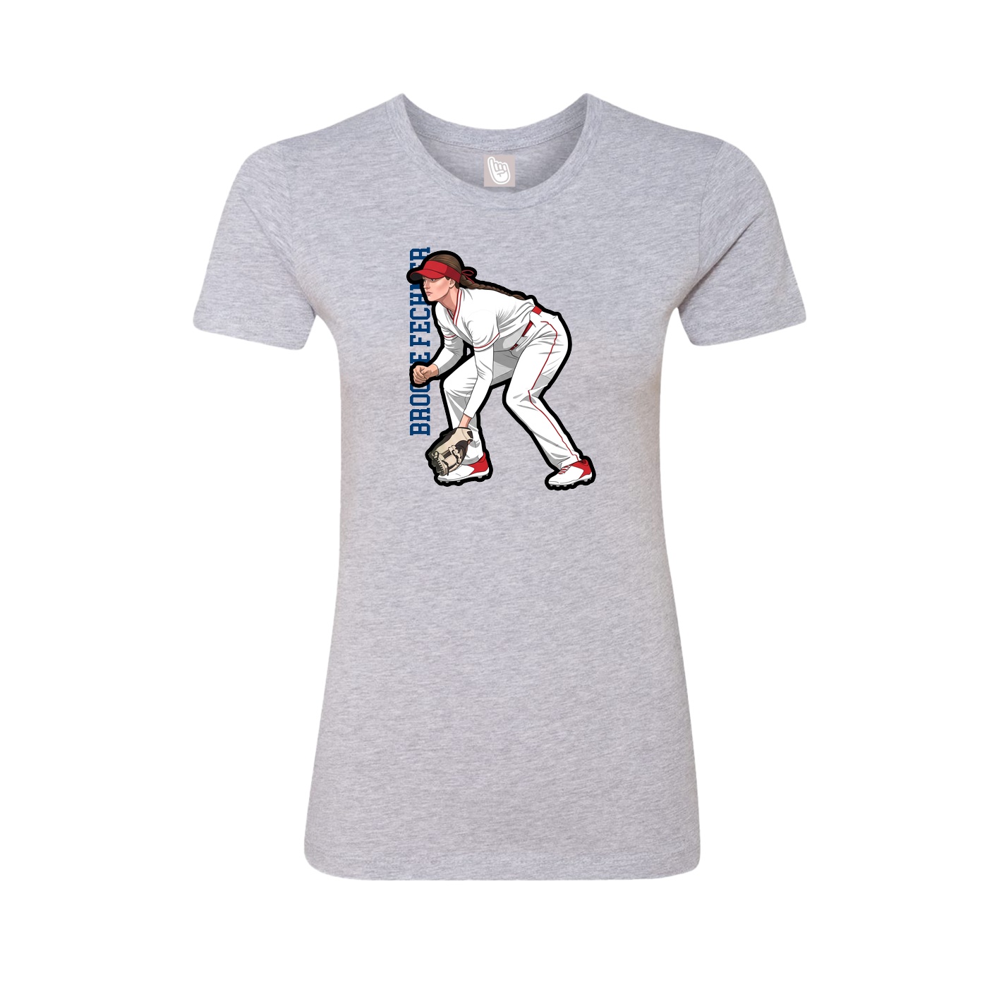 Fitted Women's Tee — Name Vertical in Grey