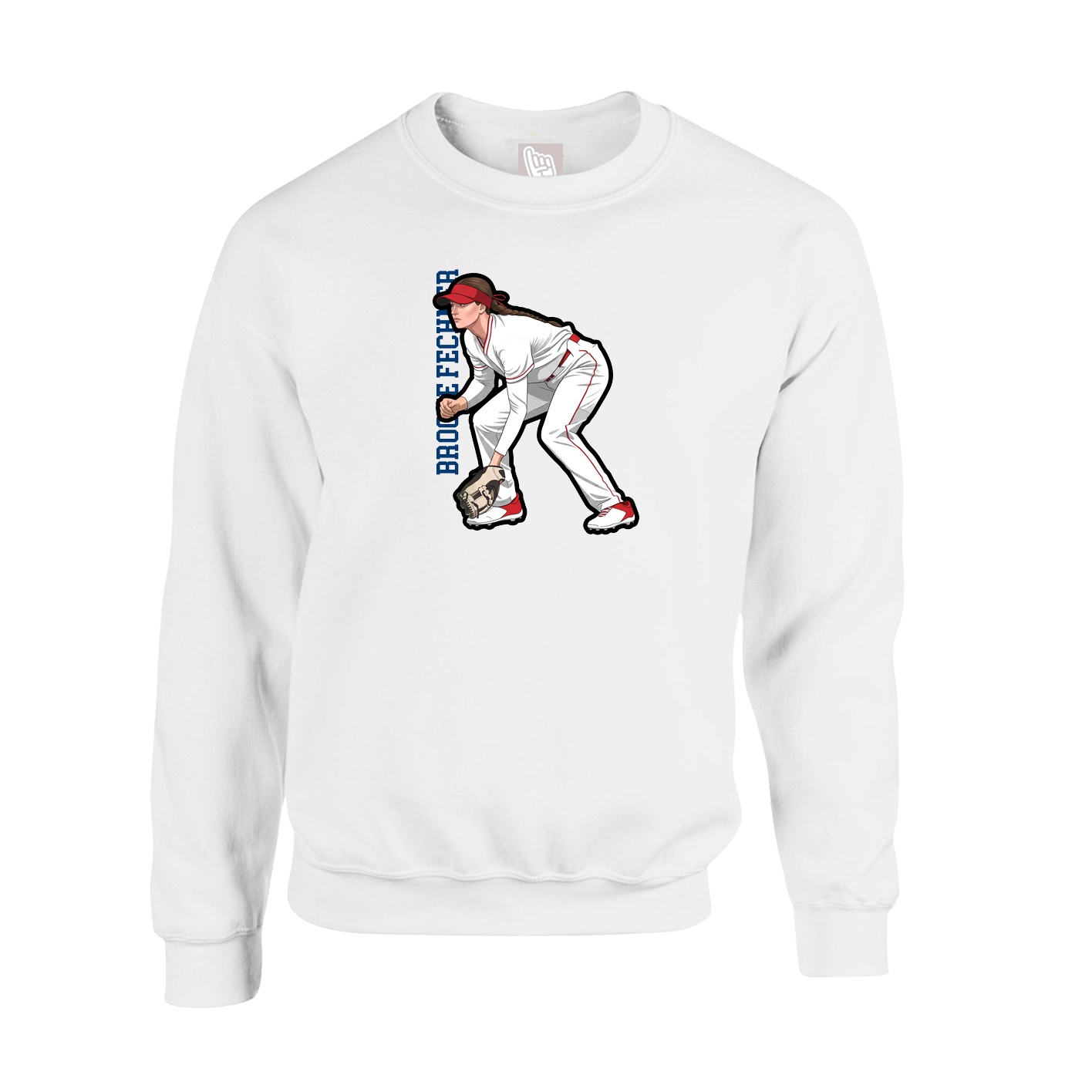 Fleece Crew — Name Vertical in White