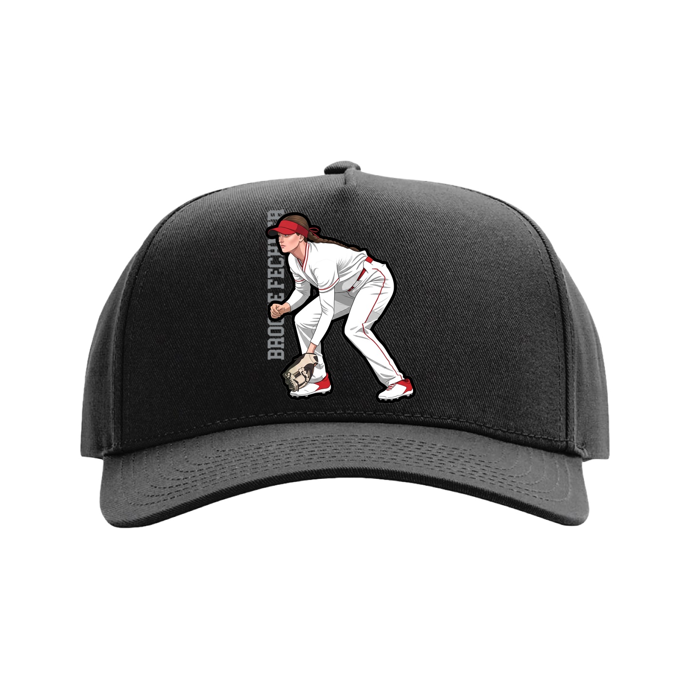 Full Fabric Five-Panel Champ Cap — Name Vertical in Black