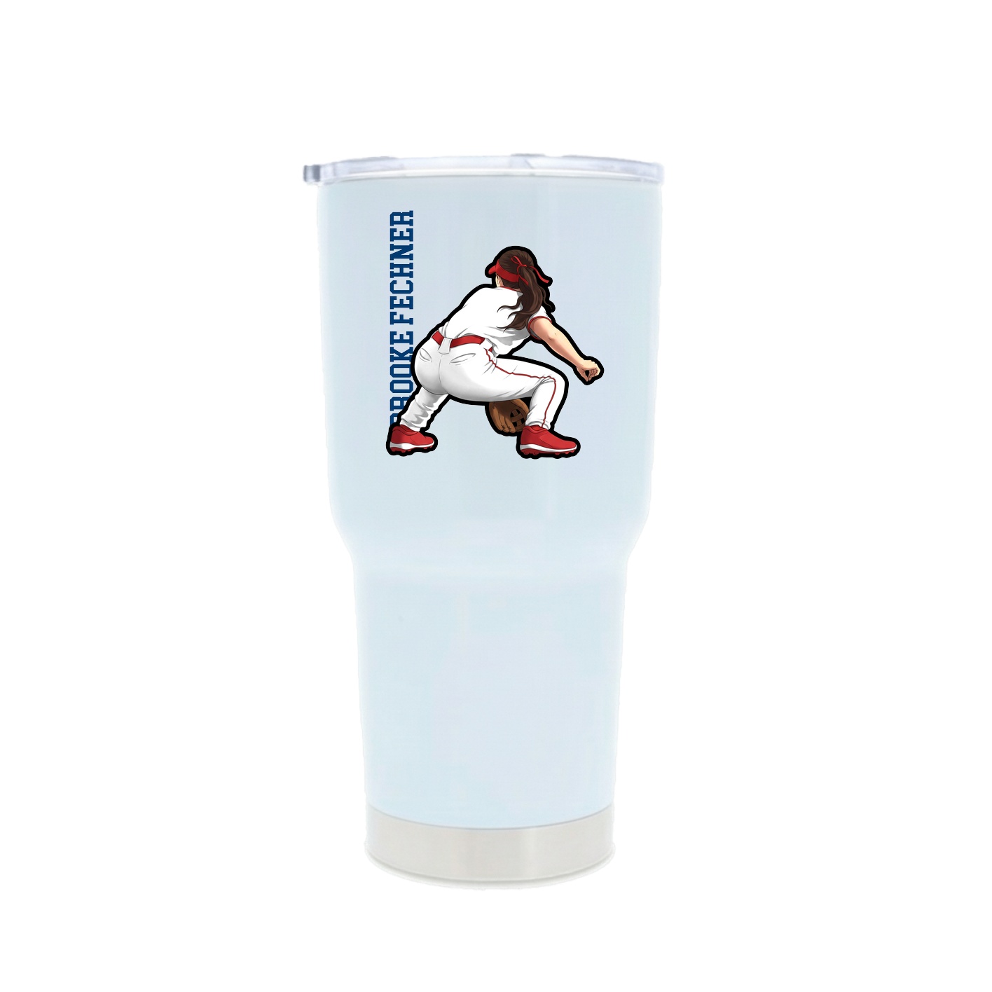 30oz Stainless Steel Tumbler — Name Vertical in White