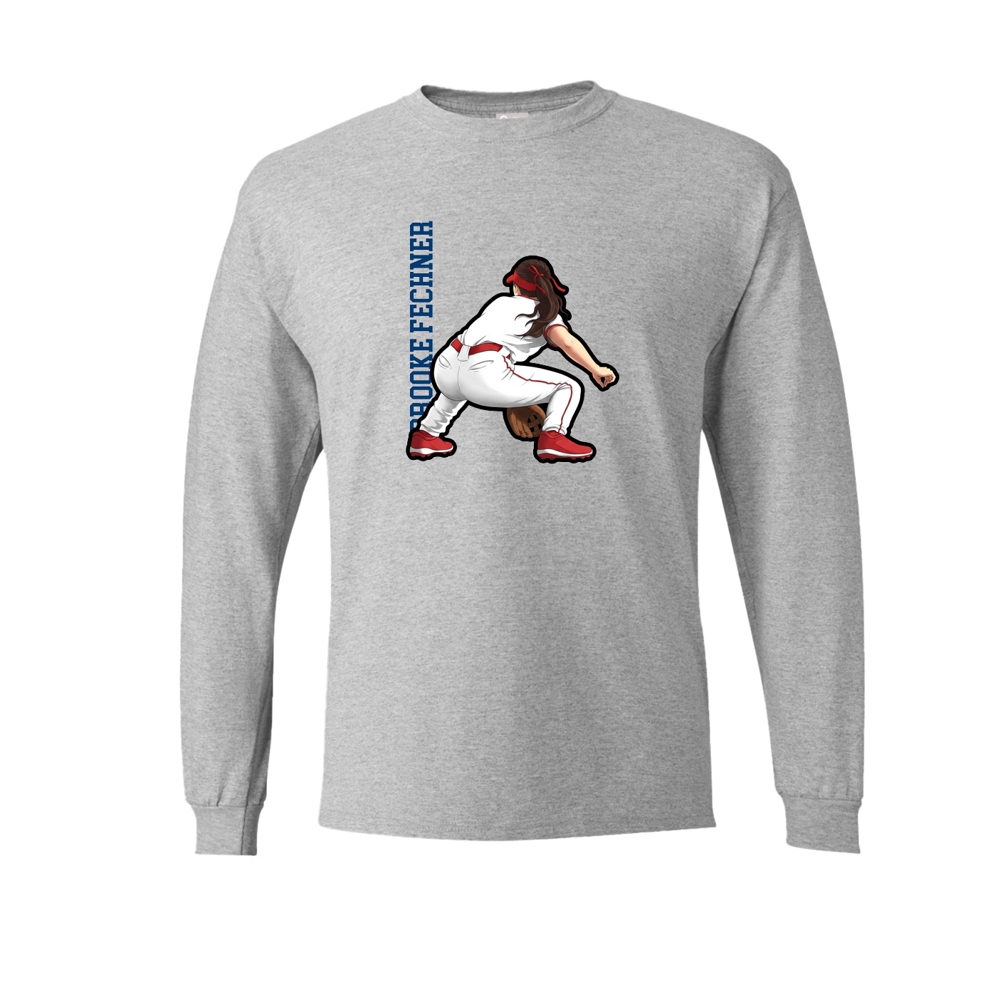 Long Sleeve Tee — Name Vertical in Grey