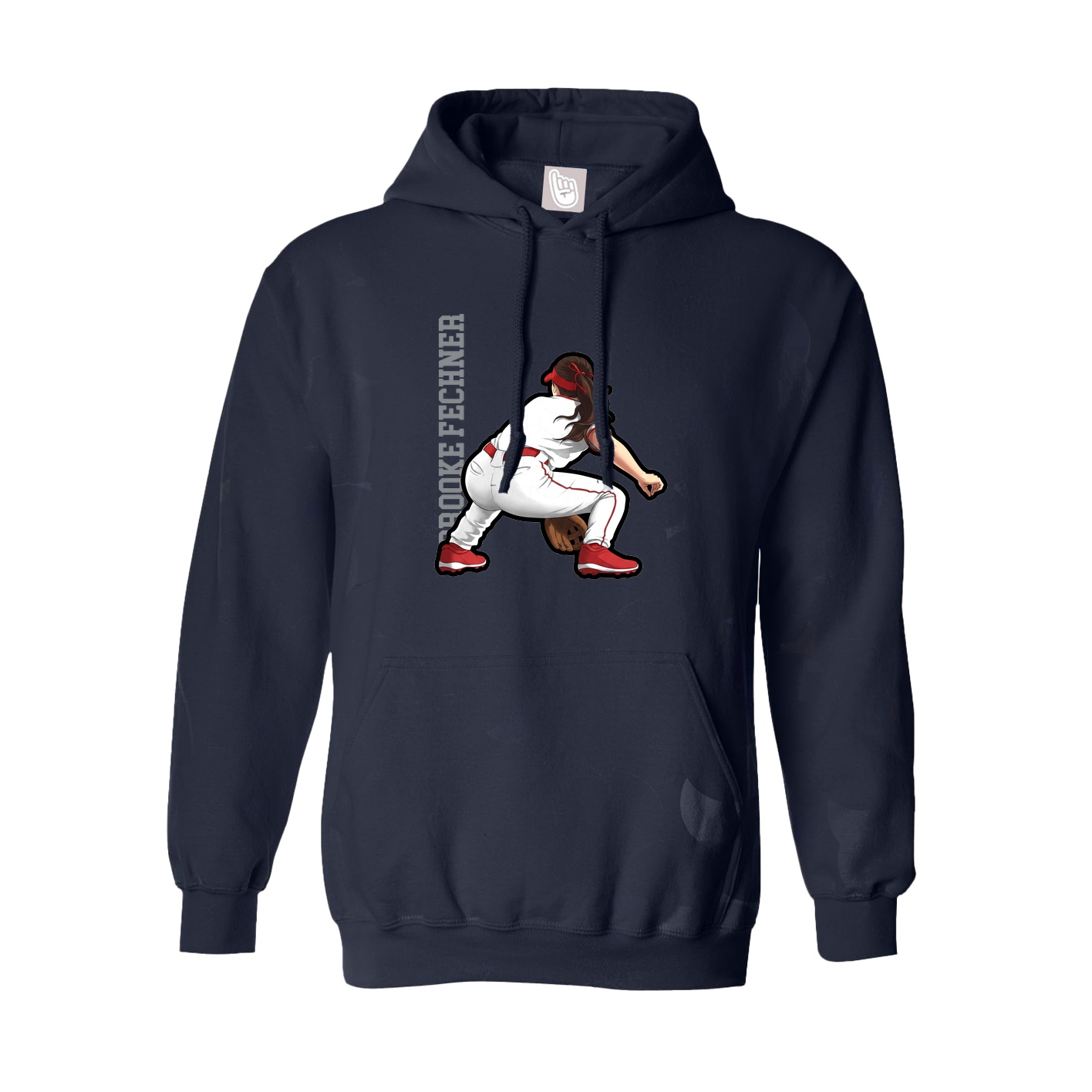 Hoodie — Name Vertical in Navy