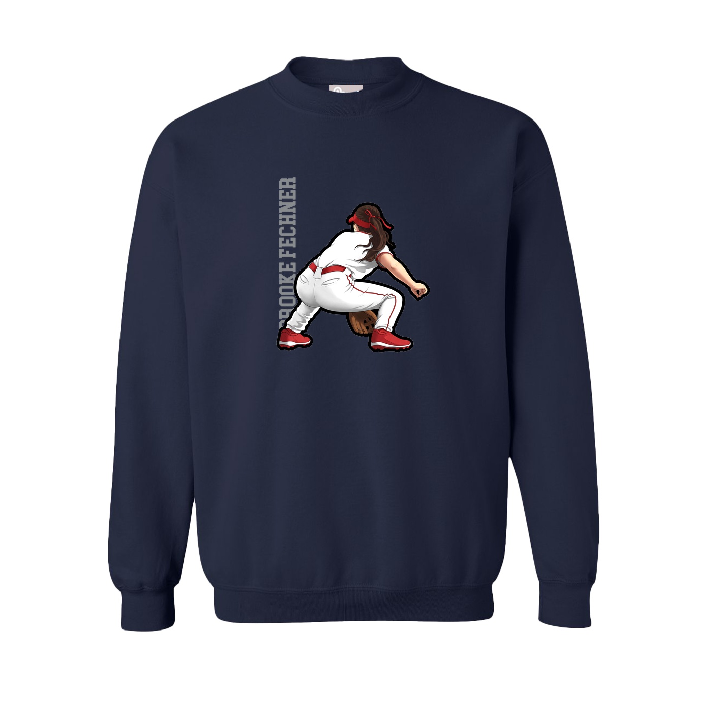 Fleece Crew — Name Vertical in Navy