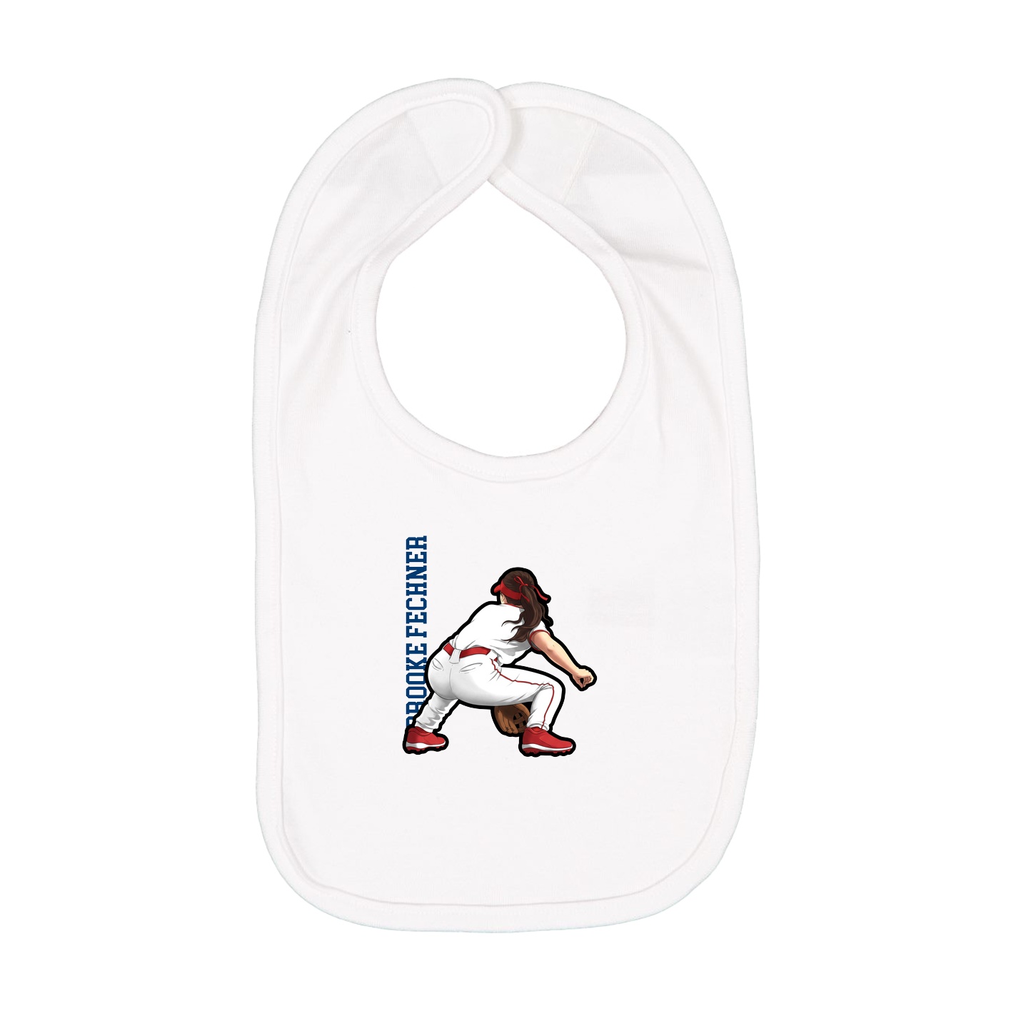 Infant Bib — Name Vertical in White