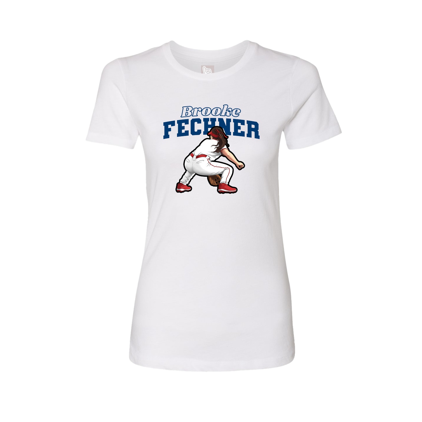 Fitted Women's Tee — Name Arch in White