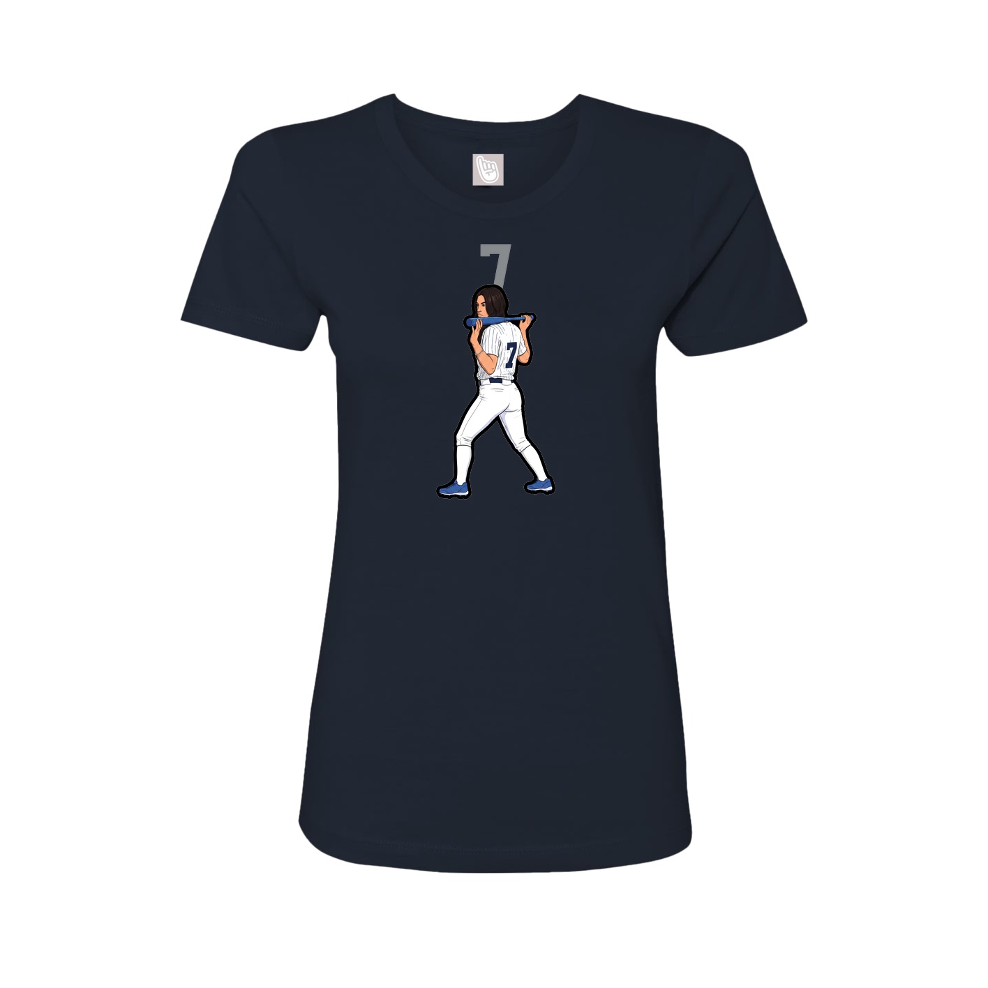 Fitted Women's Tee — Number Top in Navy