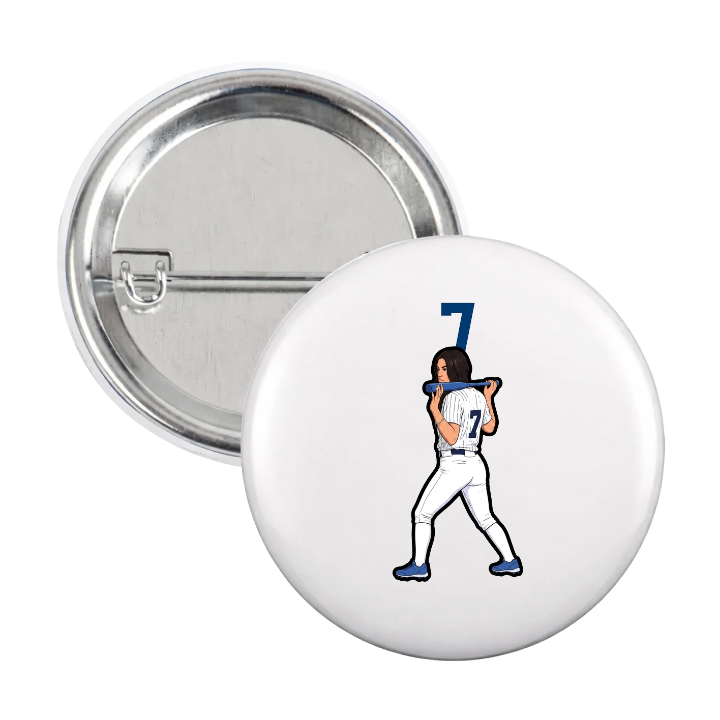 Game Day Button — Number Top in White