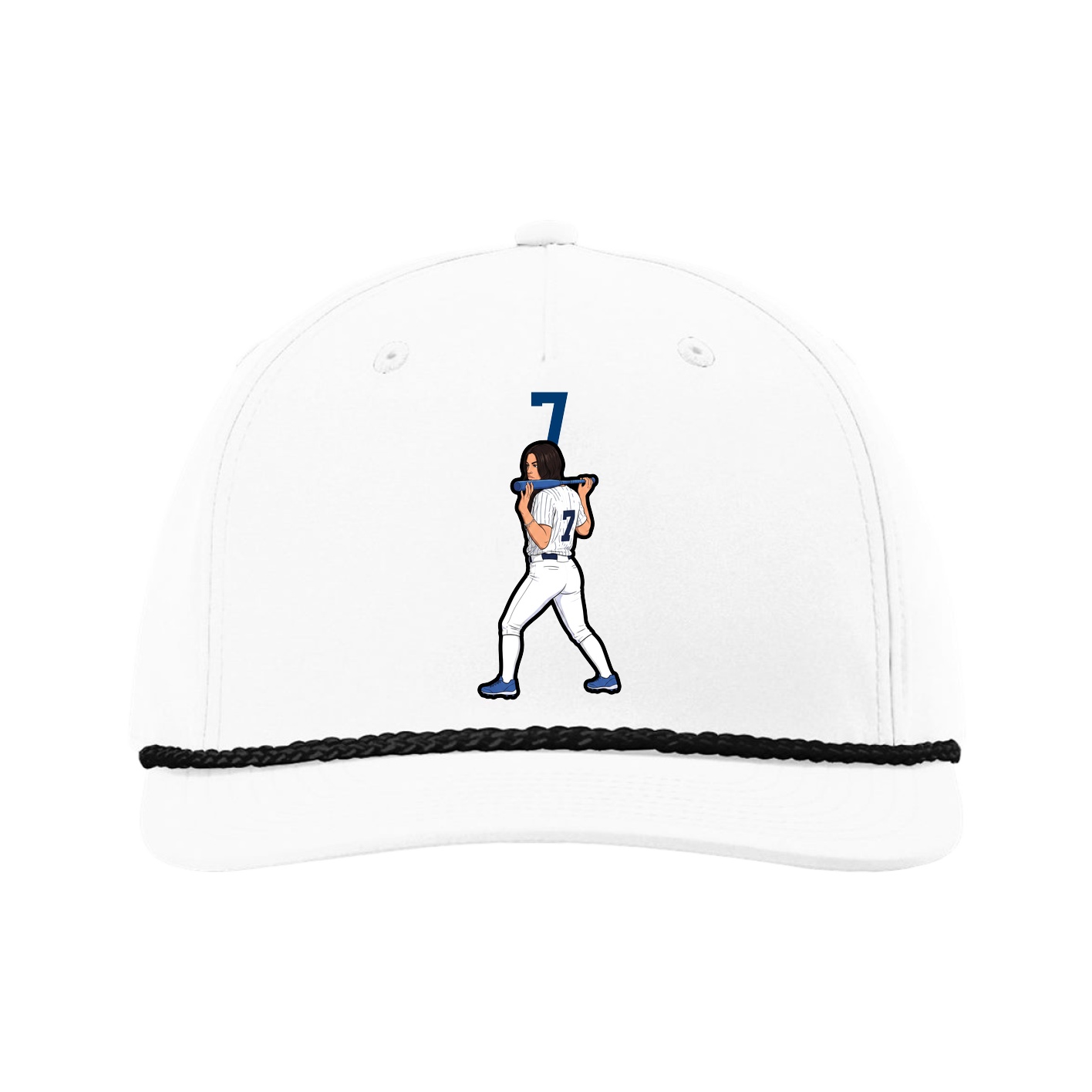 Five-Panel Classic Rope Cap — Number Top in White