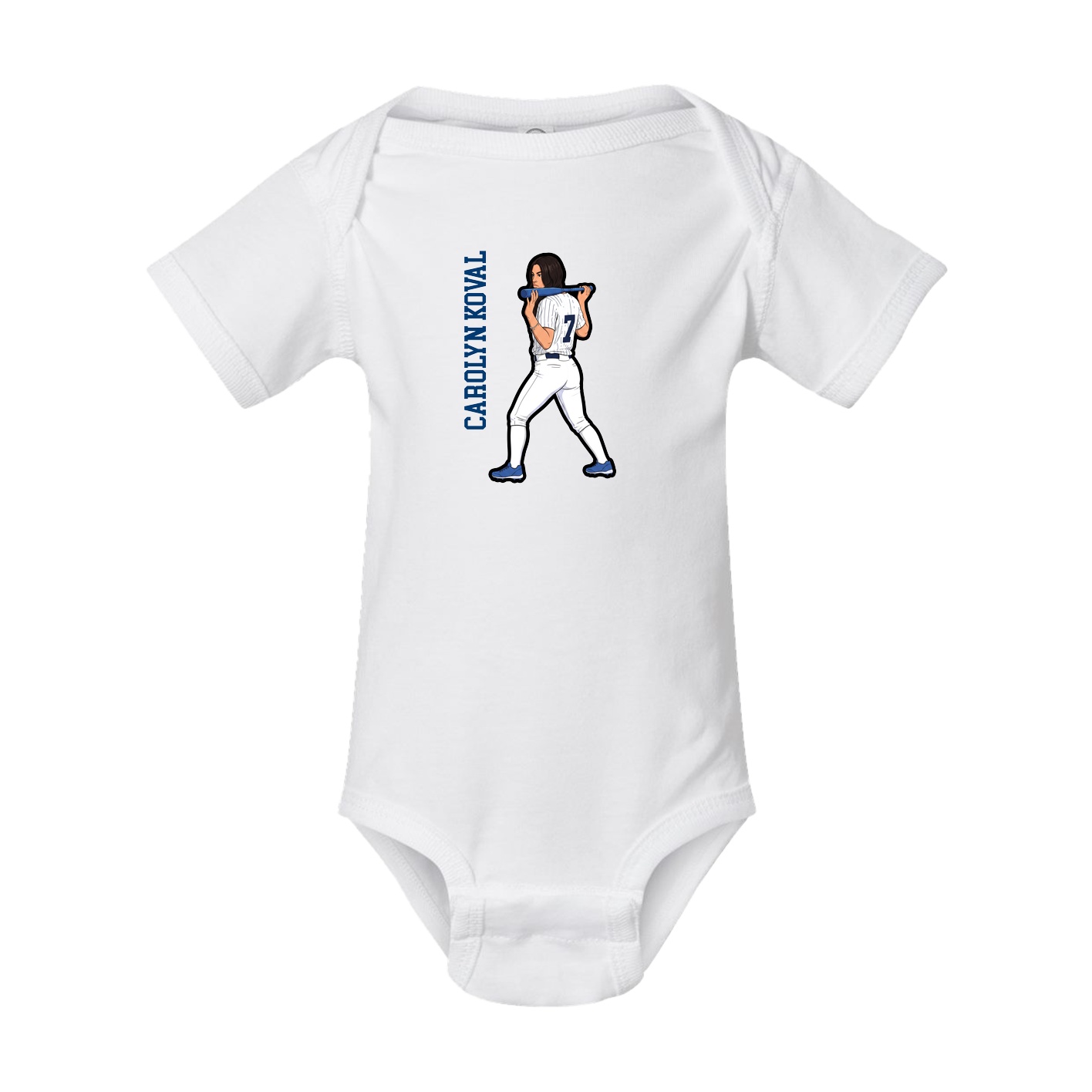 Baby Onesie — Name Vertical in White