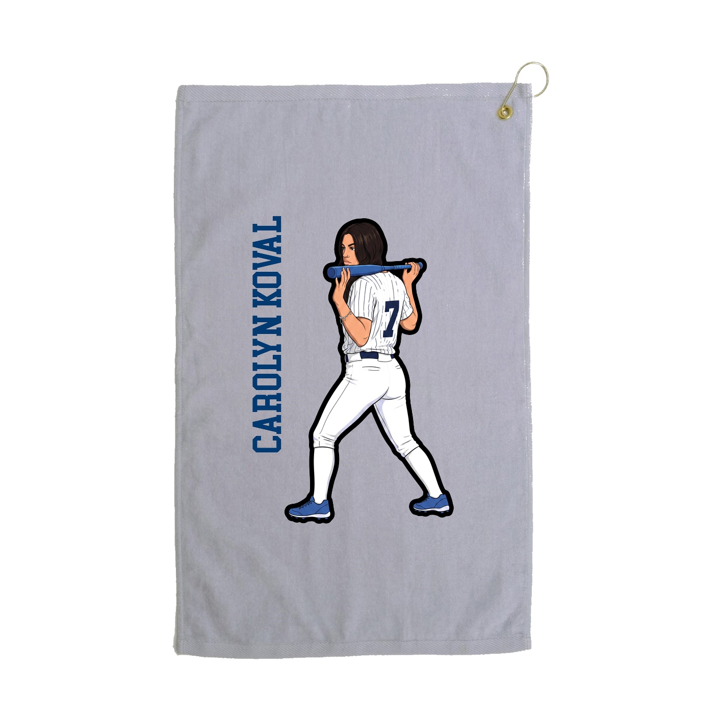 Golf Towel — Name Vertical in Grey
