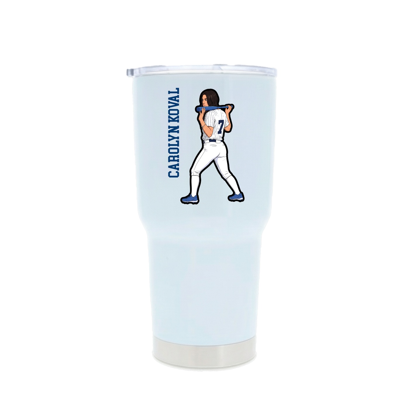 30oz Stainless Steel Tumbler — Name Vertical in White