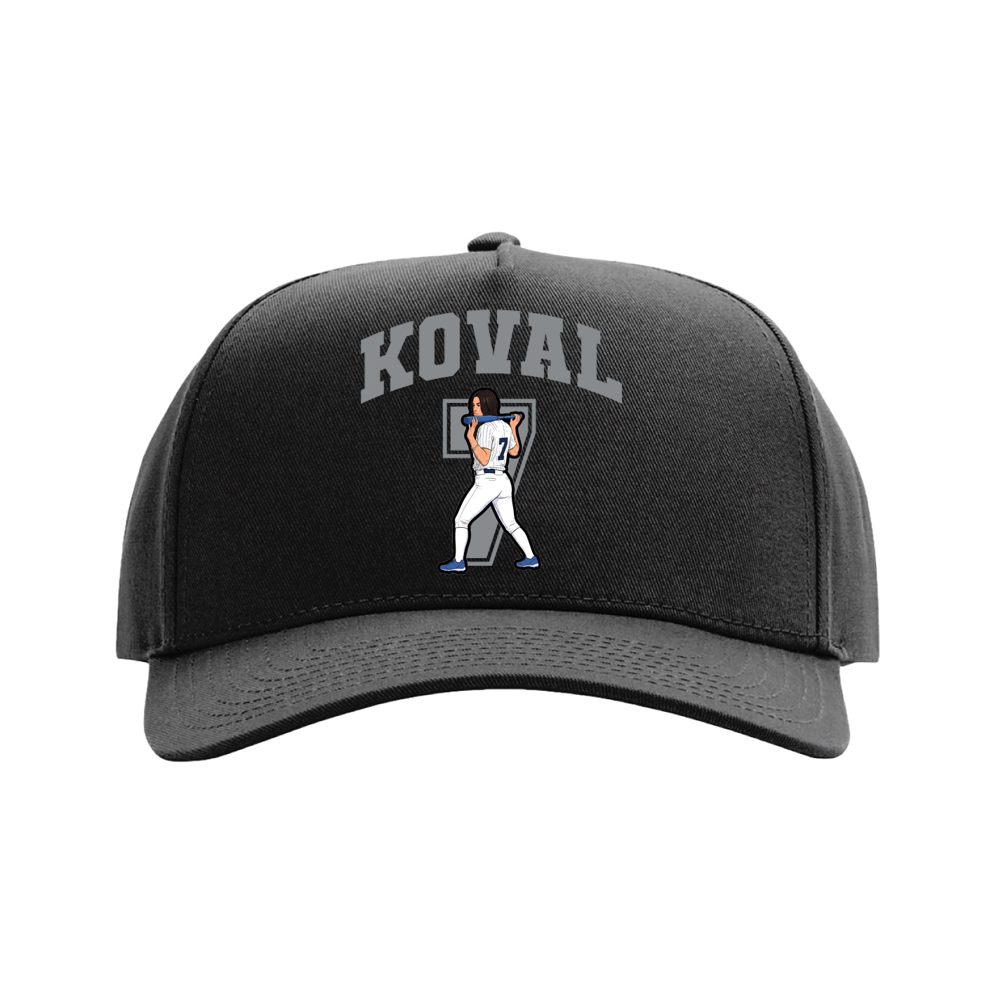 Full Fabric Five-Panel Champ Cap — Number in Black