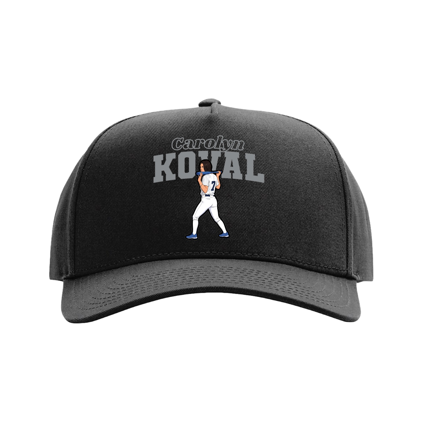 Full Fabric Five-Panel Champ Cap — Name Arch in Black