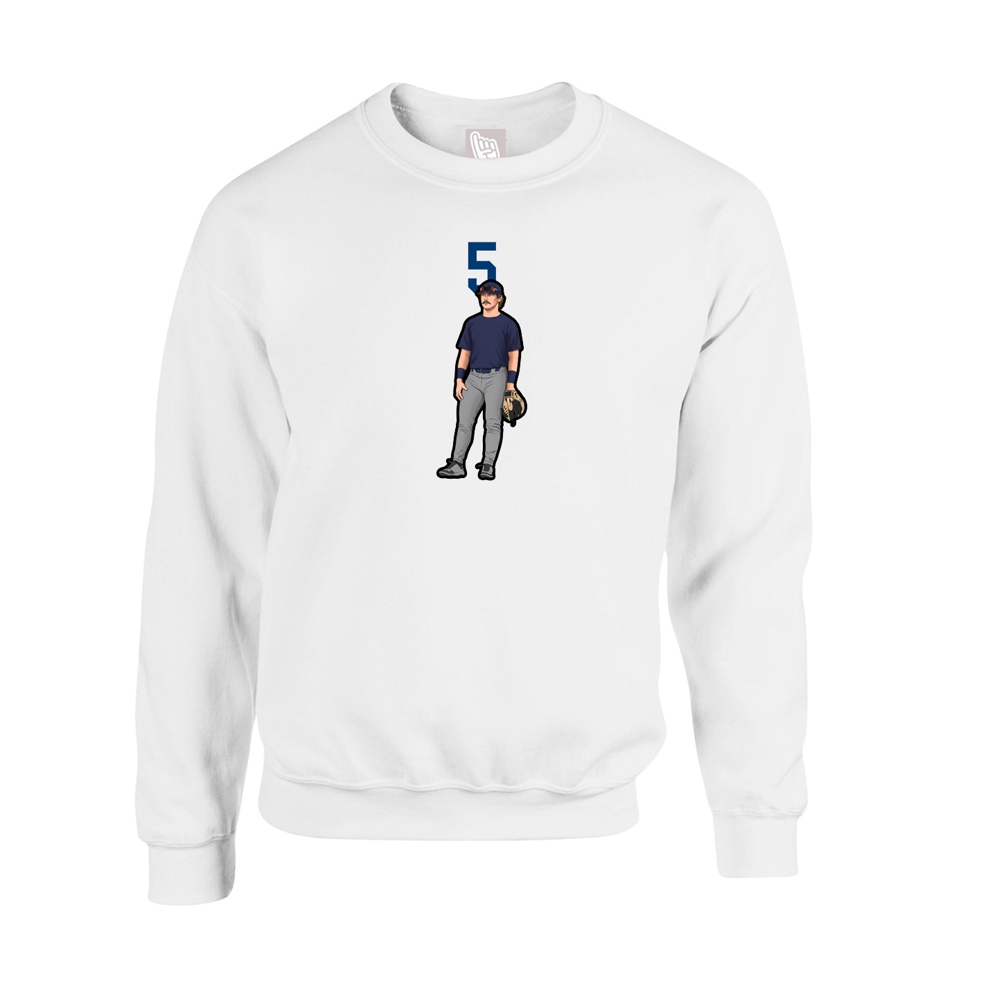 Fleece Crew — Number Top in White