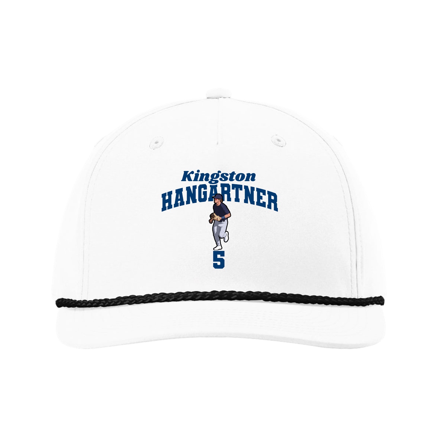 Five-Panel Classic Rope Cap — Signature Arch in White