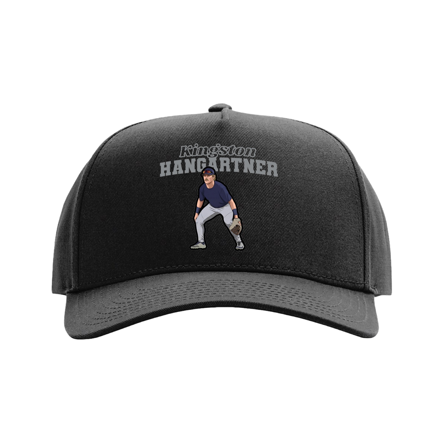 Full Fabric Five-Panel Champ Cap — Name Arch in Black