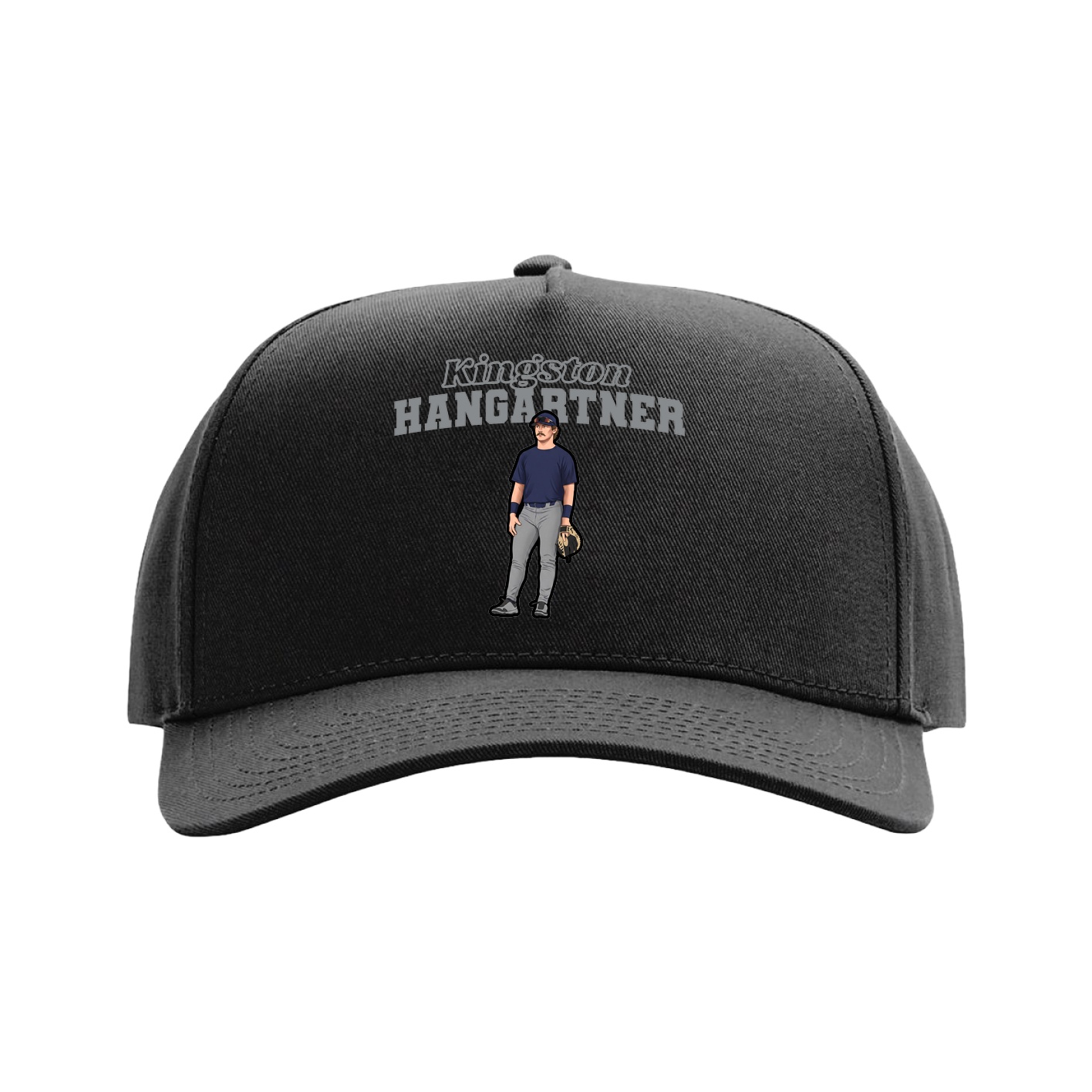 Full Fabric Five-Panel Champ Cap — Name Arch in Black