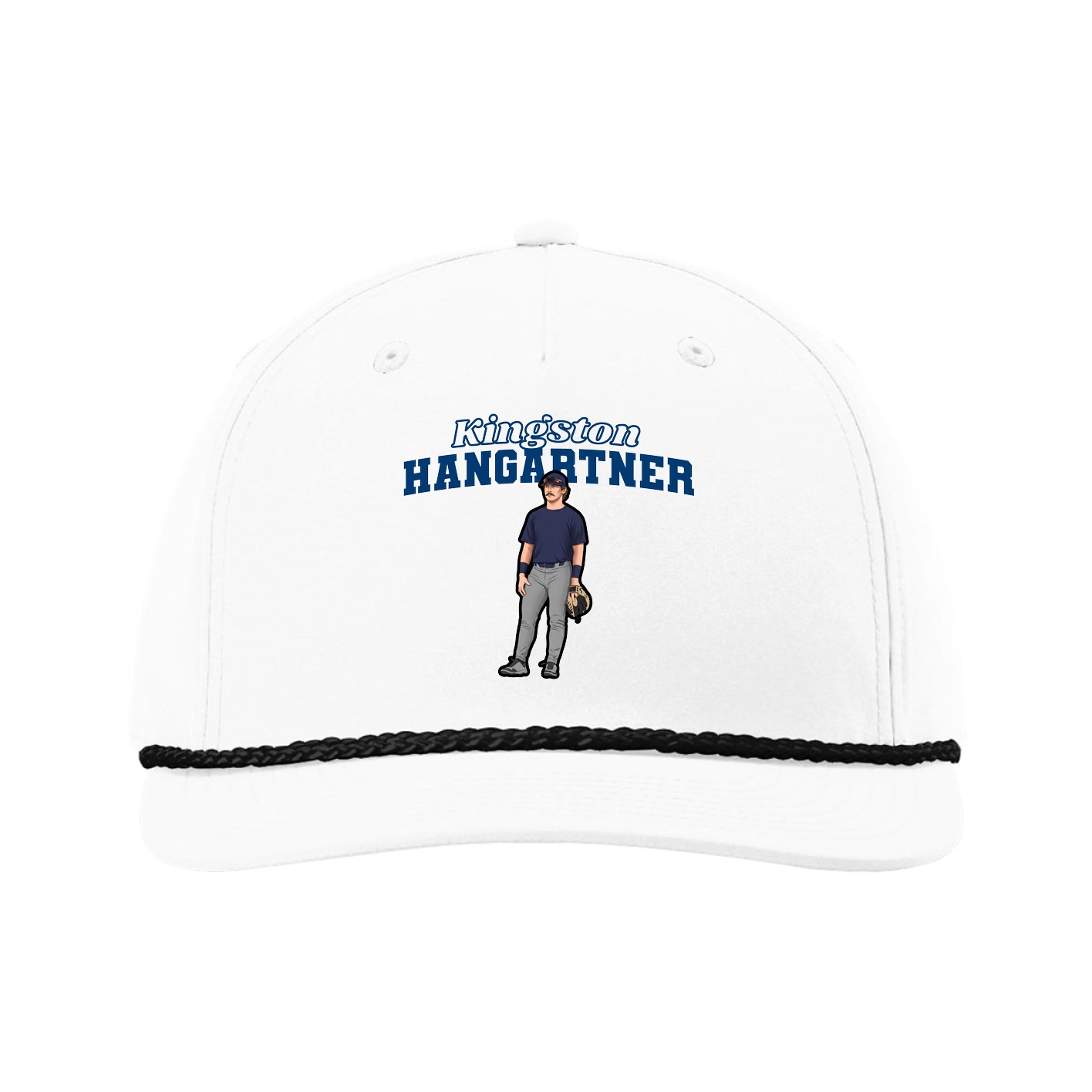 Five-Panel Classic Rope Cap — Name Arch in White