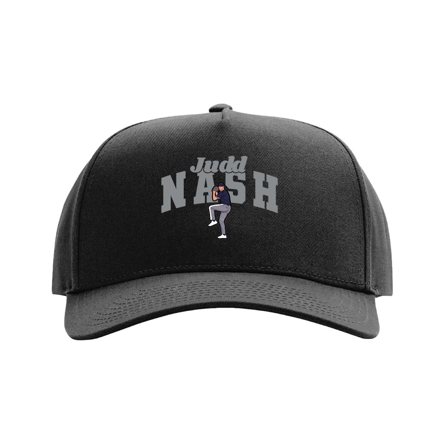 Full Fabric Five-Panel Champ Cap — Signature Arch in Black