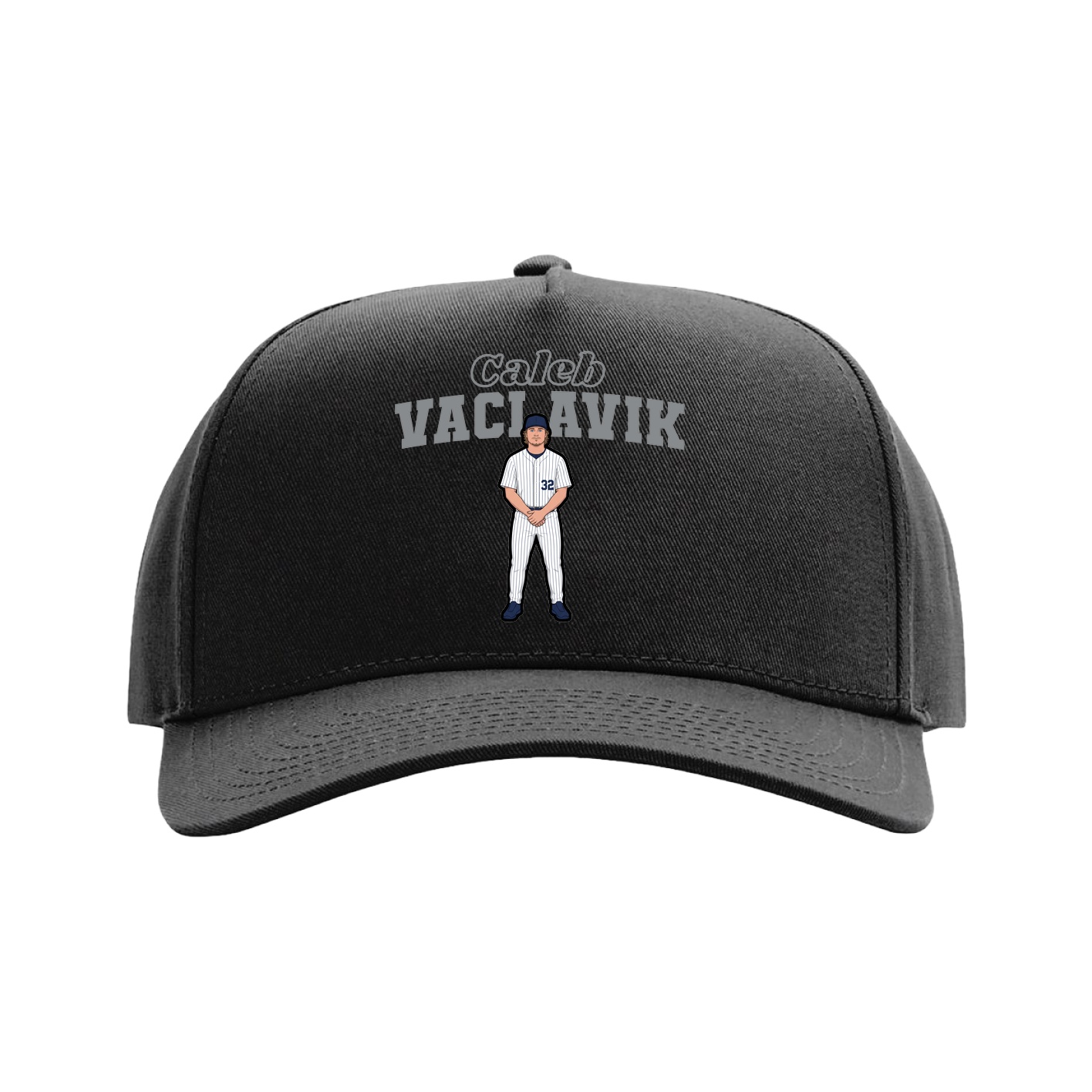 Full Fabric Five-Panel Champ Cap — Name Arch in Black
