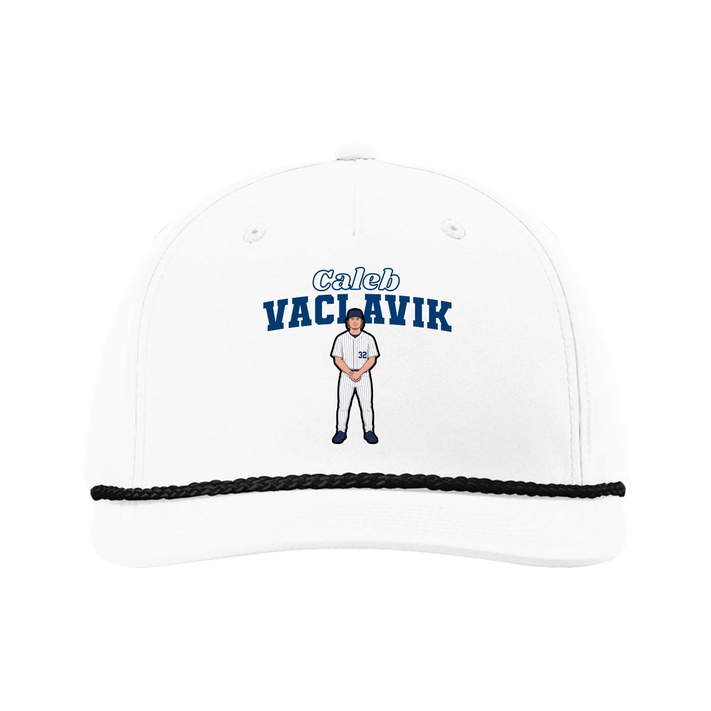 Five-Panel Classic Rope Cap — Name Arch in White