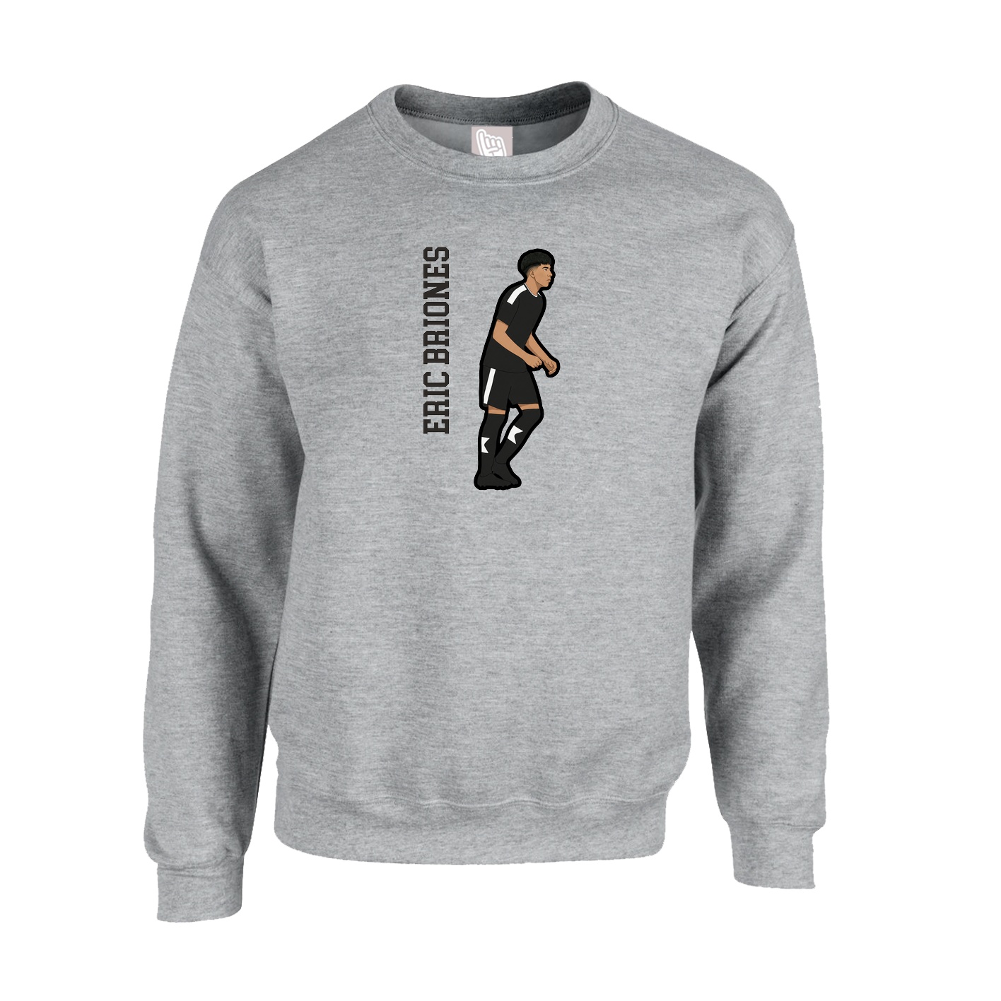 Fleece Crew — Name Vertical in Grey