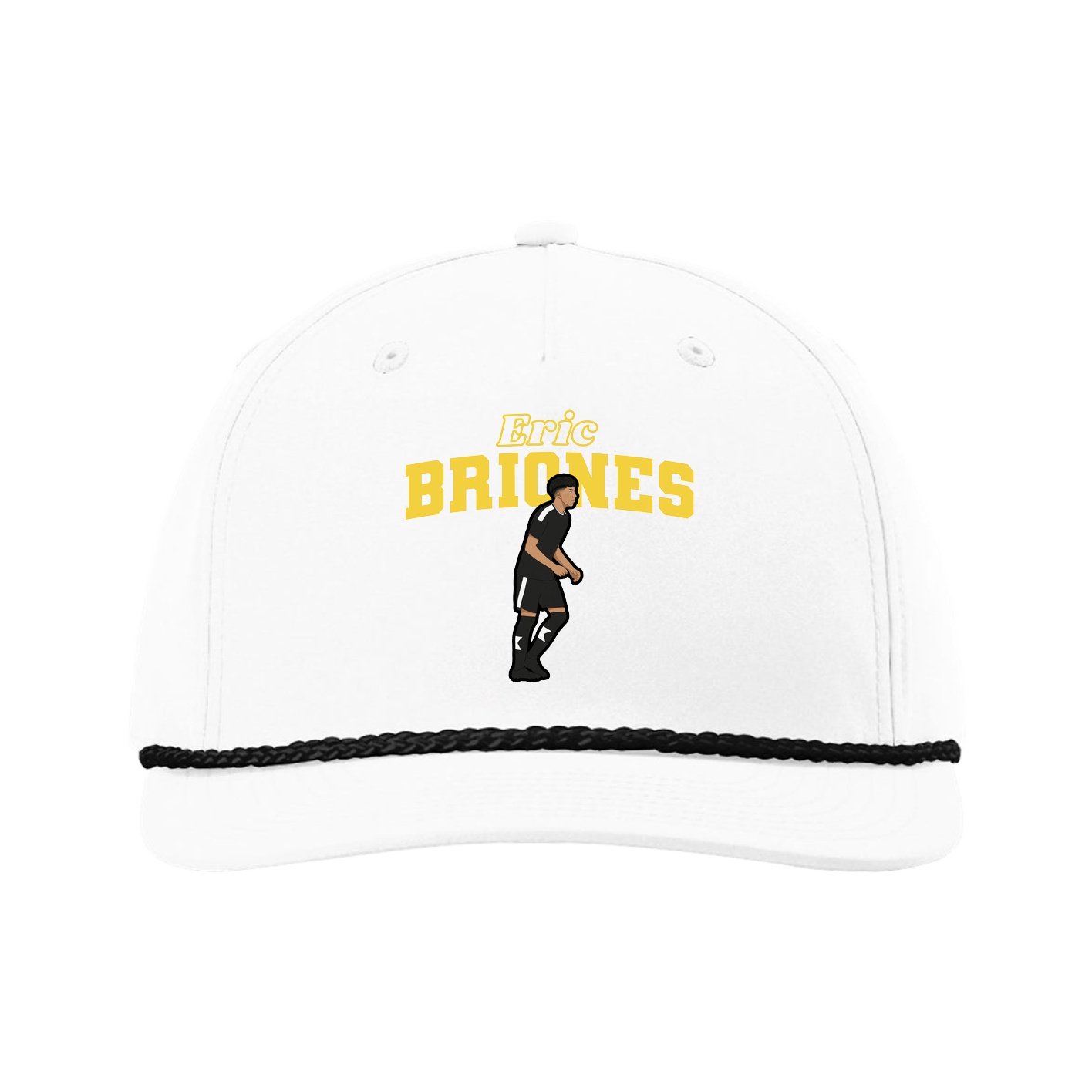Five-Panel Classic Rope Cap — Name Arch in White
