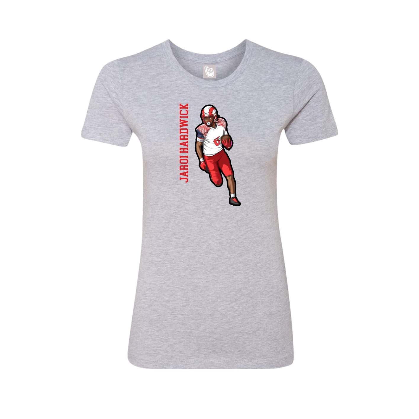 Fitted Women's Tee — Name Vertical in Grey