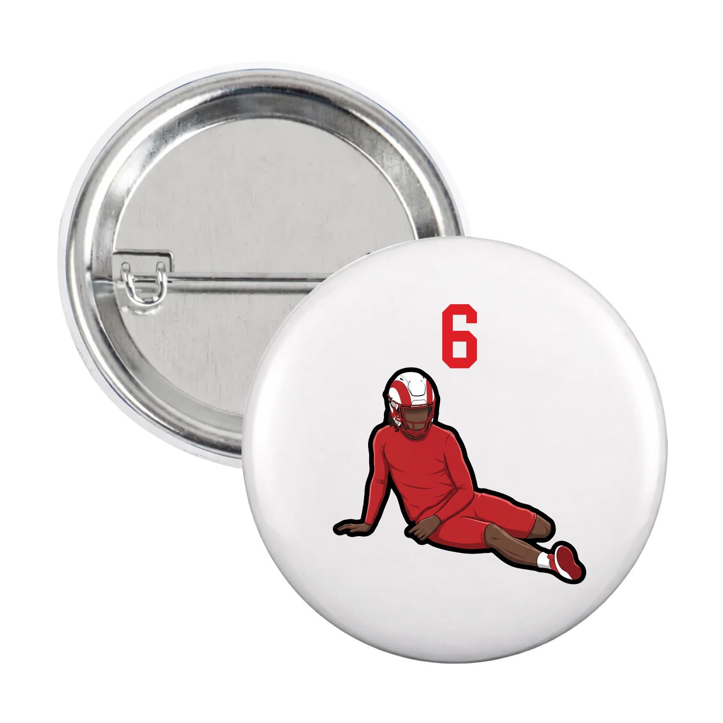 Game Day Button — Number Top in White