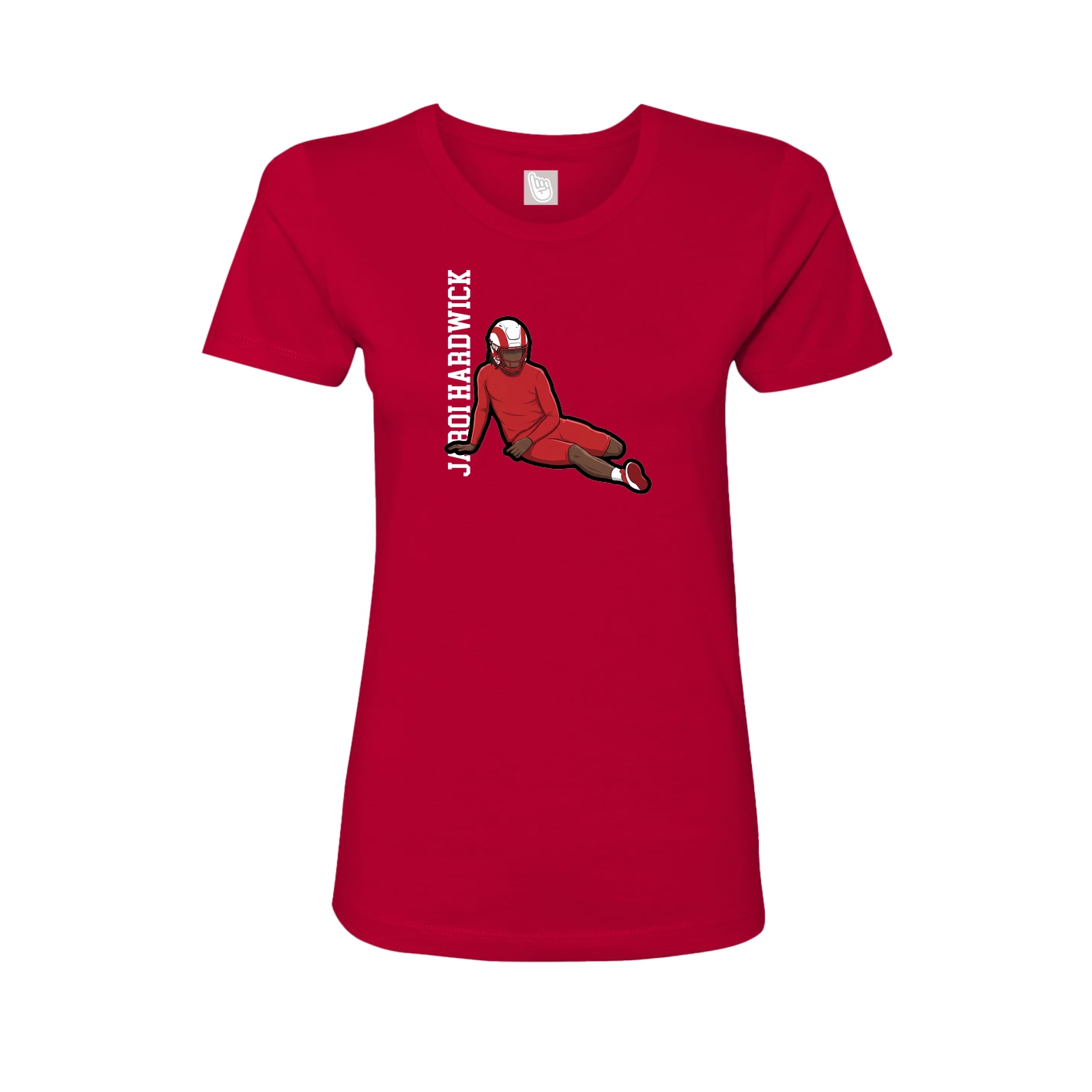 Fitted Women's Tee — Name Vertical in Red