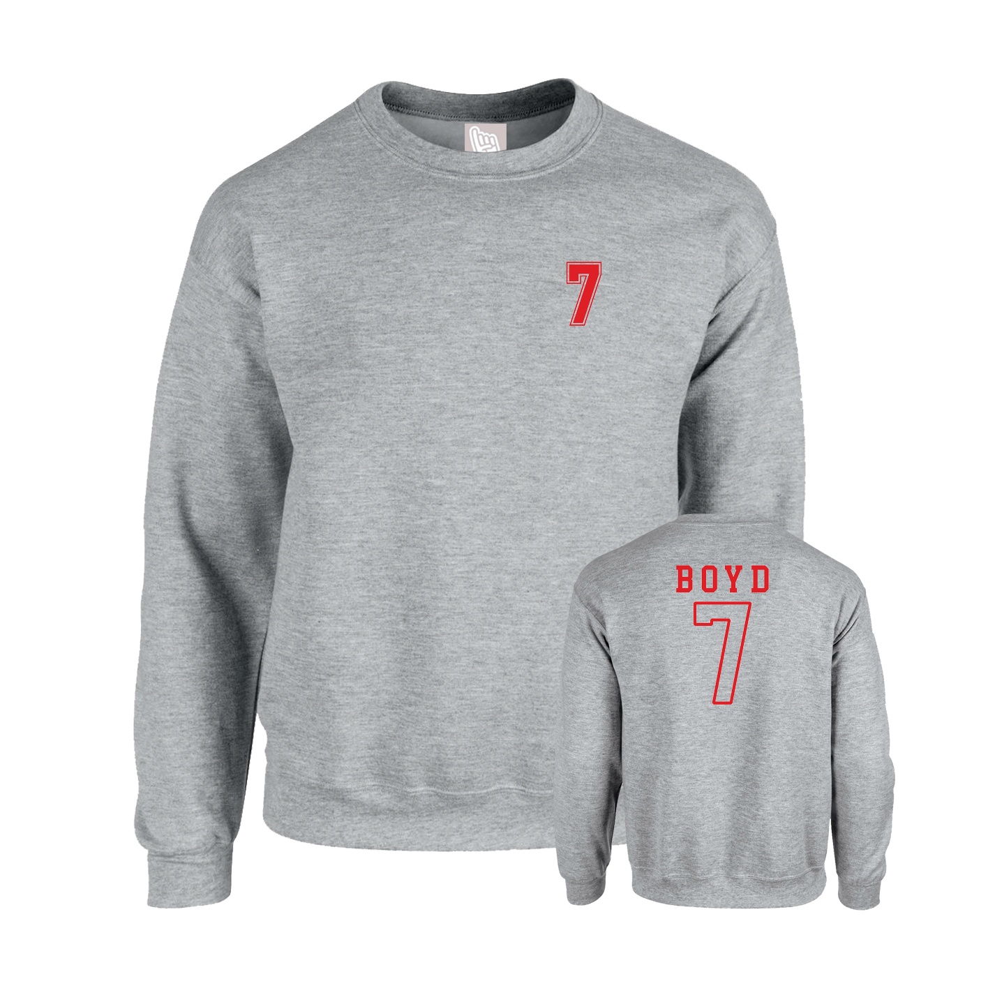 Fleece Crew — Chest Back in Grey