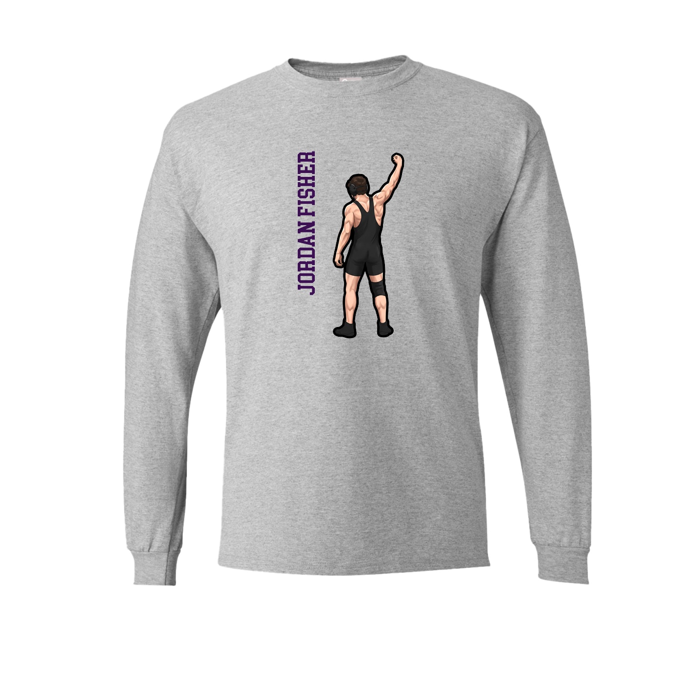 Long Sleeve Tee — Name Vertical in Grey