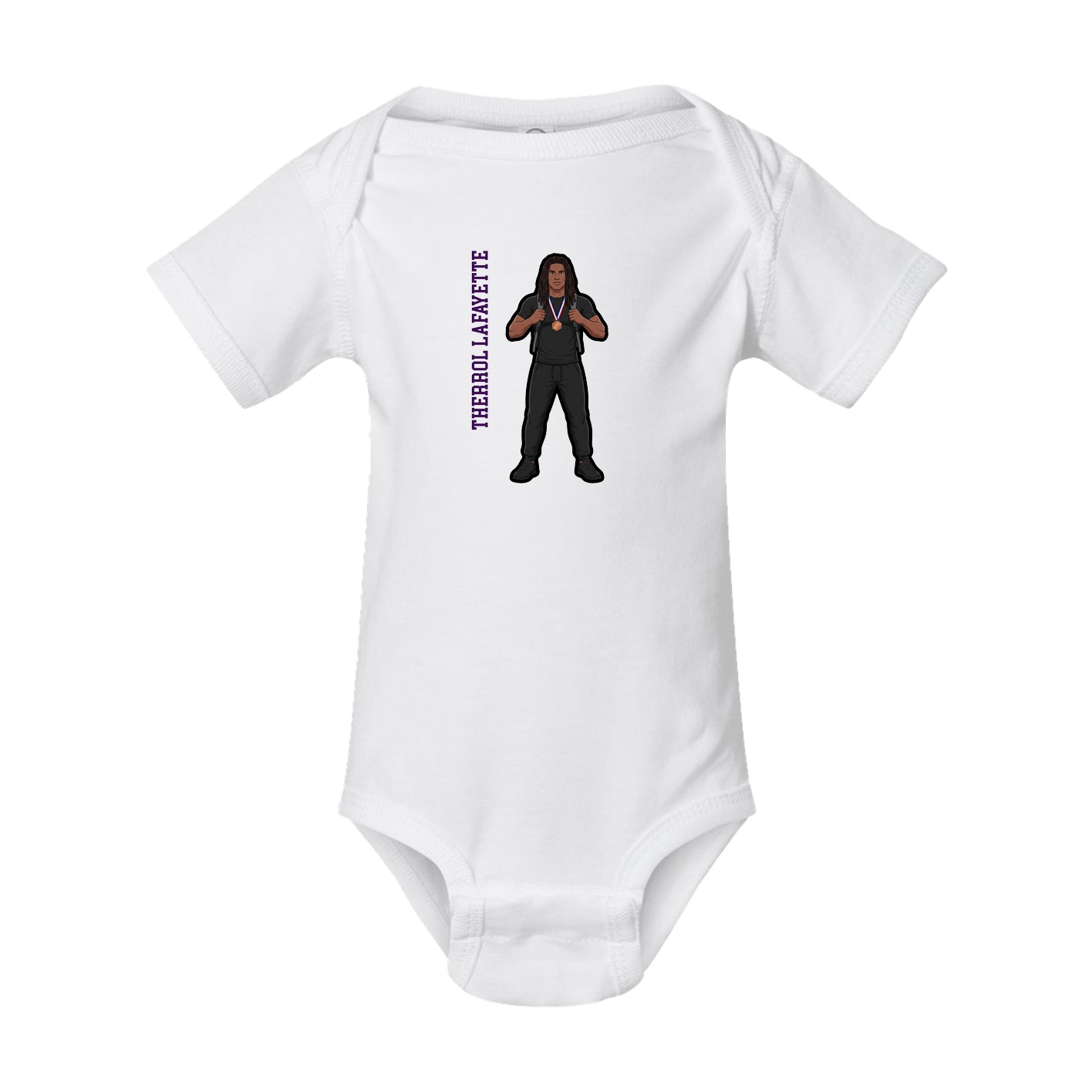Baby Onesie — Name Vertical in White