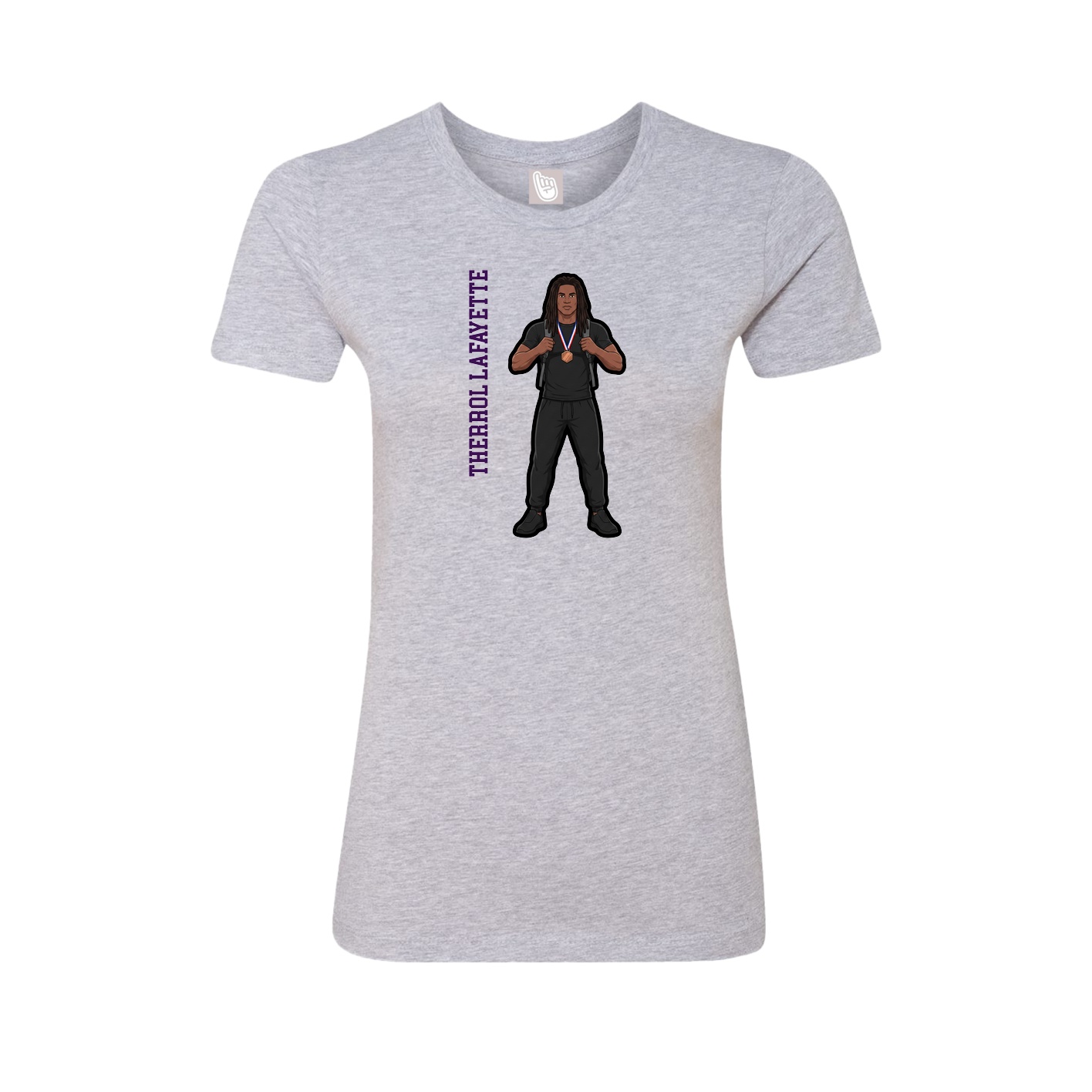 Fitted Women's Tee — Name Vertical in Grey